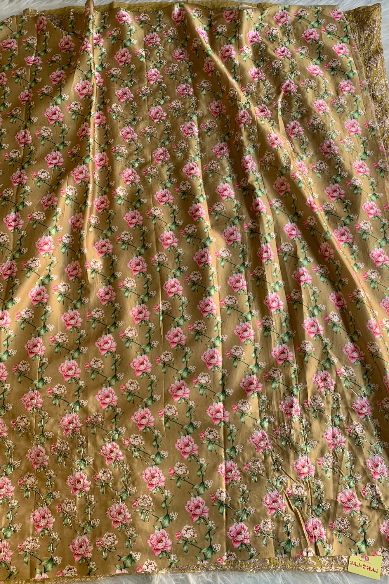 Mustard Yellow Pittan Crush Saree 5653 01