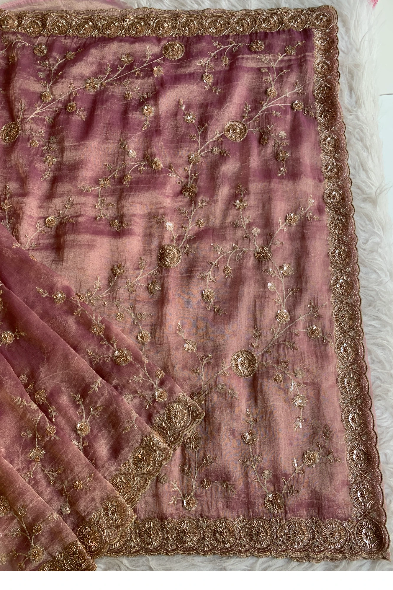 Onion Pink Tissue Saree 5744 01