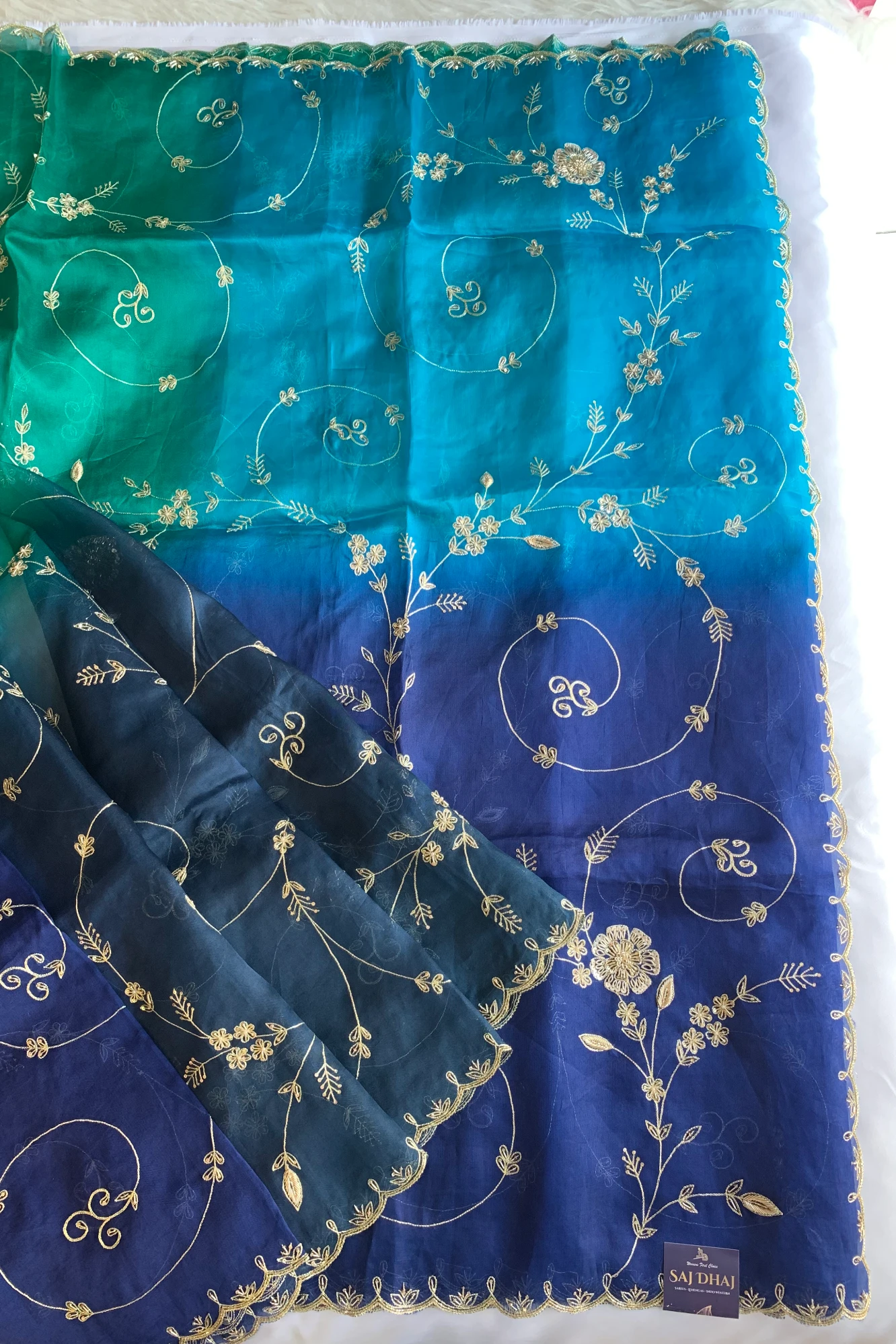 Blue Shaded Organza Saree 5853 03