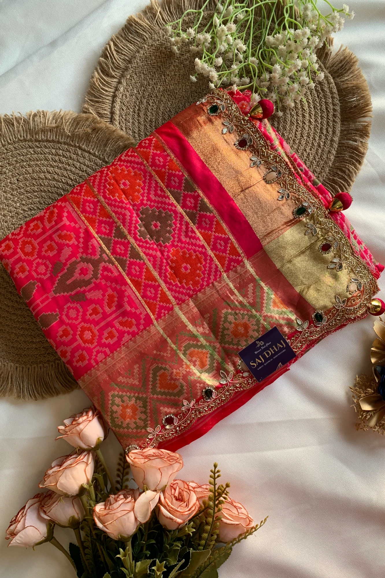 Pink Patola Jewel Work Banarasi Saree 5862 02