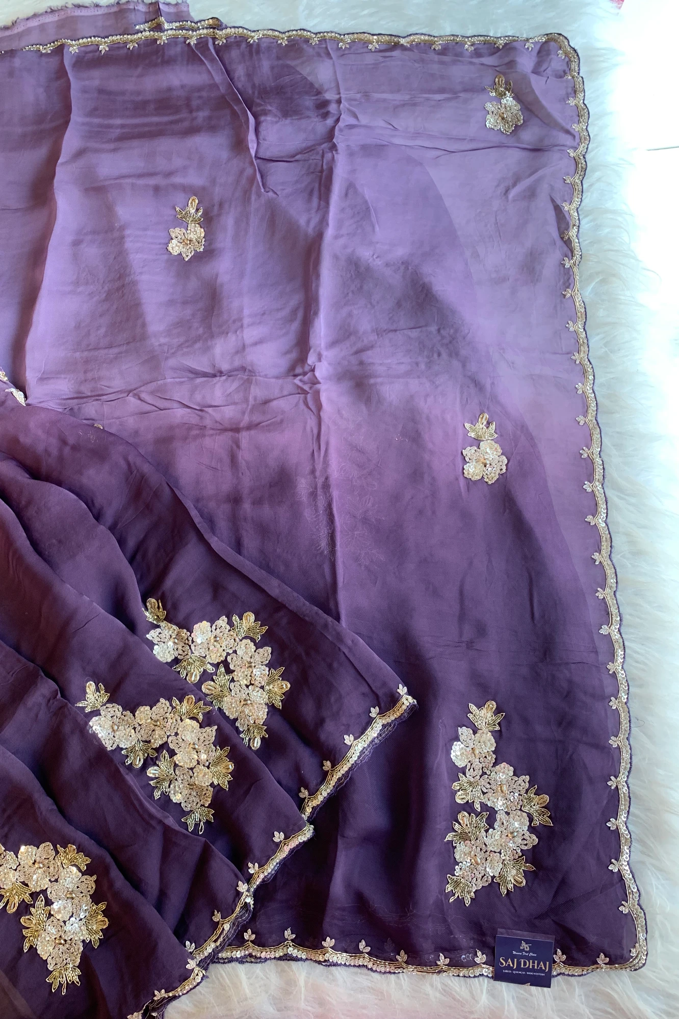 Purple Ombre Embellished Lilly Silk Saree 5850 12