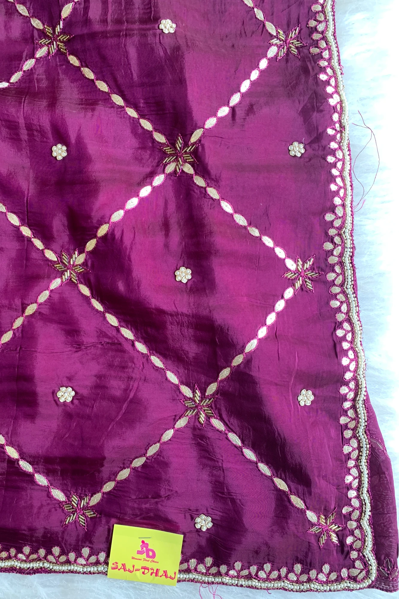 Purple Gota Jaal Habutai Silk Saree 5700 03