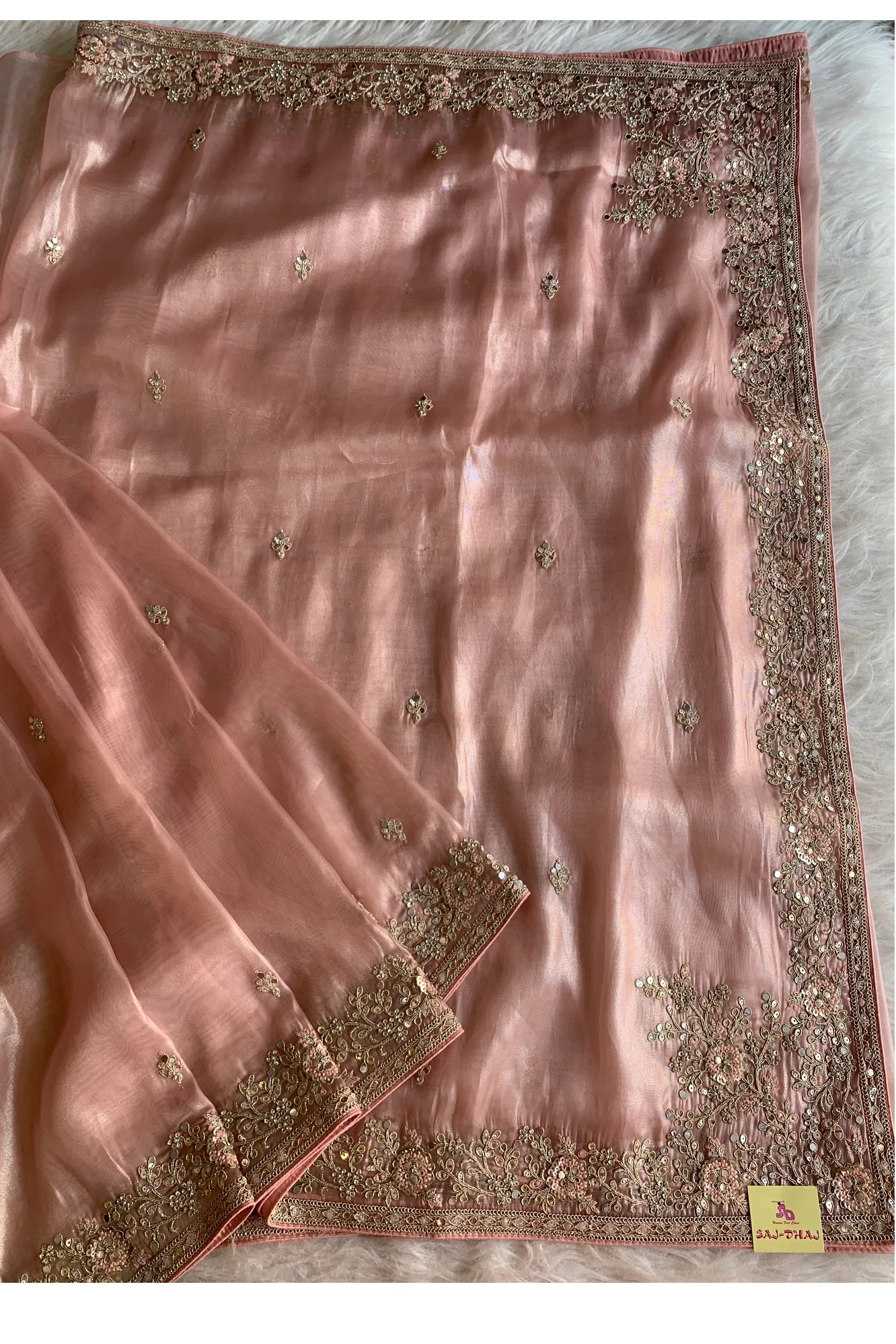 Peach Reyana Organza Saree 5777 04