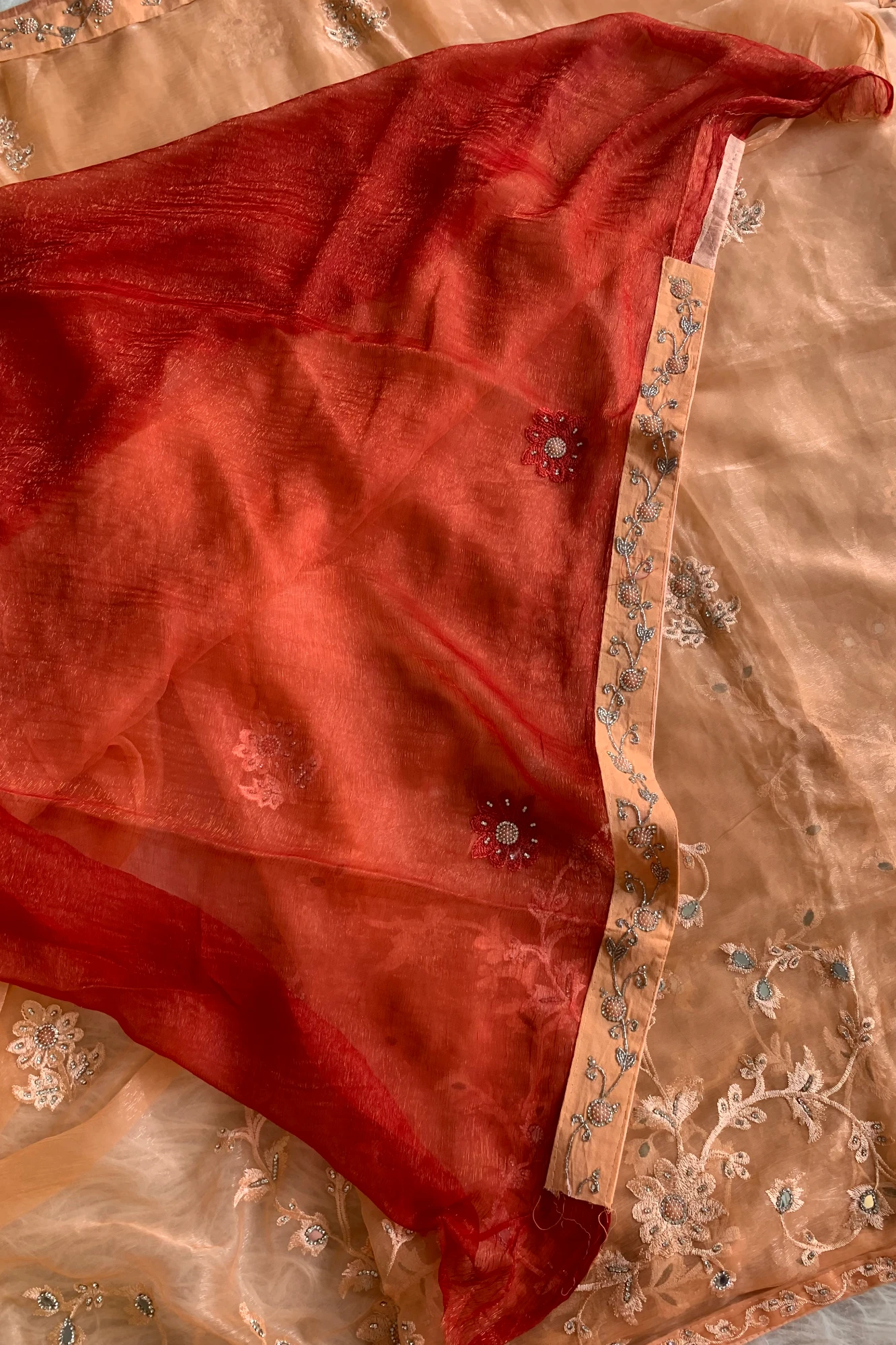 Orange Chinnon Georgette Saree 4201 05
