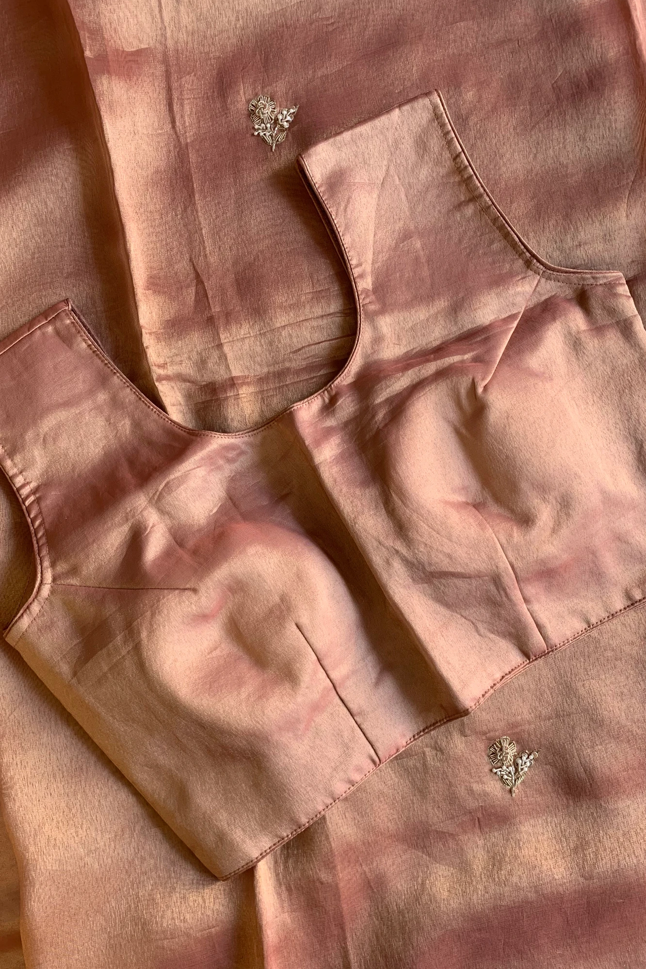 Brick Embellished Tissue Saree 5764 17