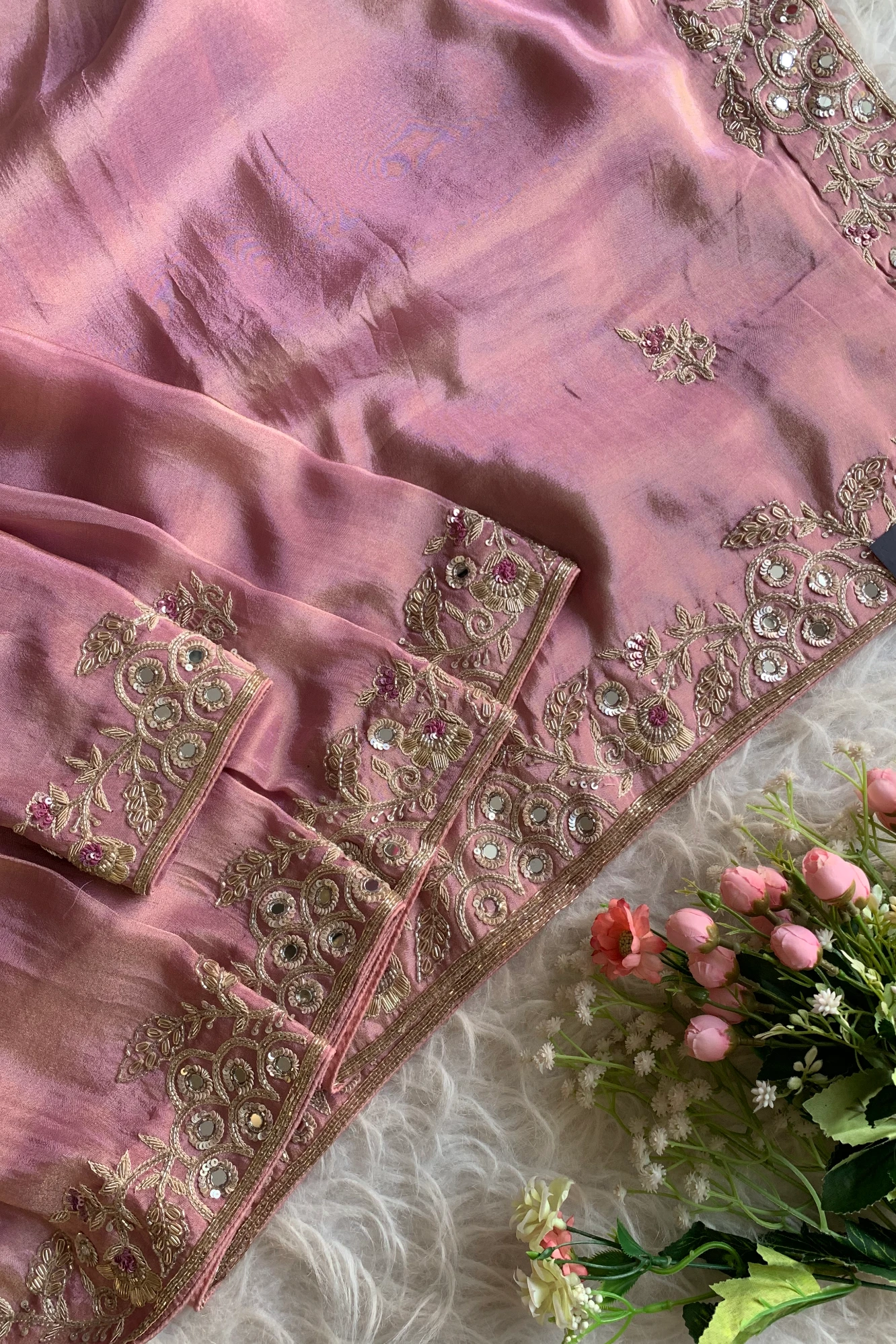Pink Embellished Tissue Saree 5792 02