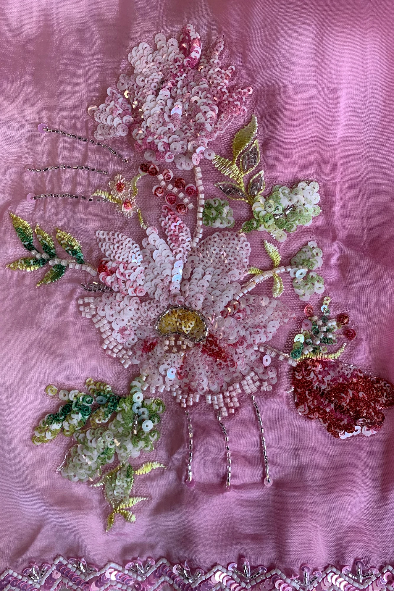 Baby Pink Floral Sequin Organza Saree 5651 24