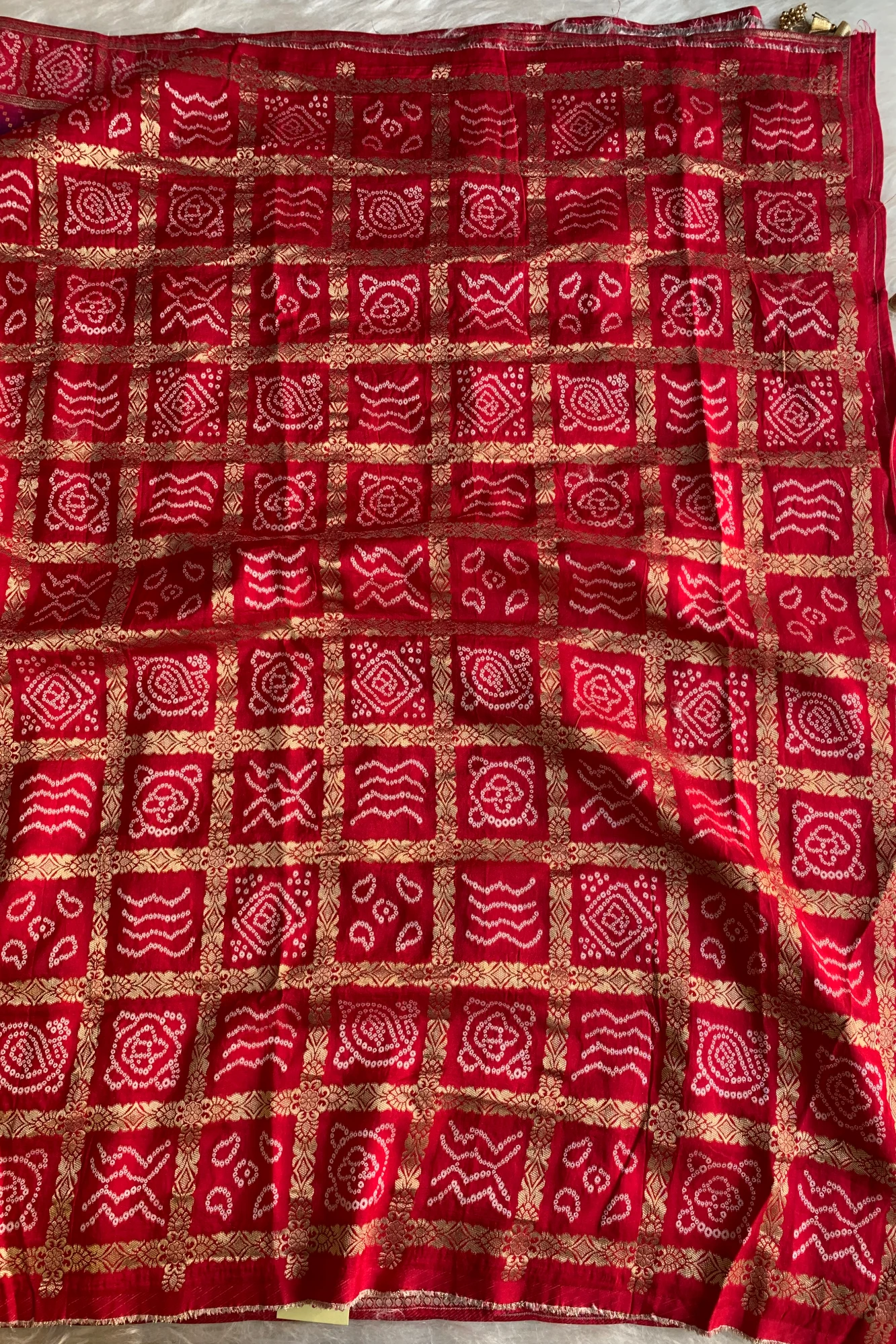 Red & Purple Bandhej Banarasi Saree 5214 06