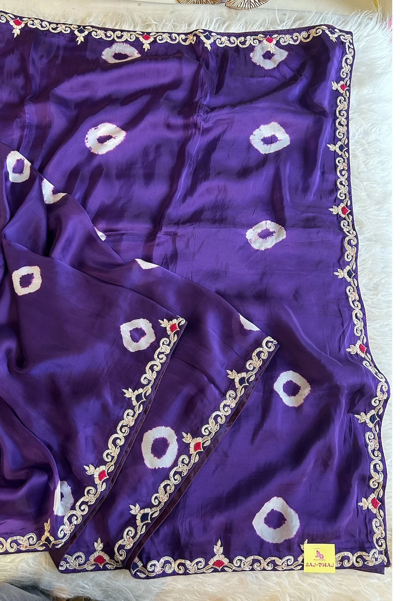 Jayanti Reddy Purple Habutai Silk Saree with Tie&Dye Design 5650 09