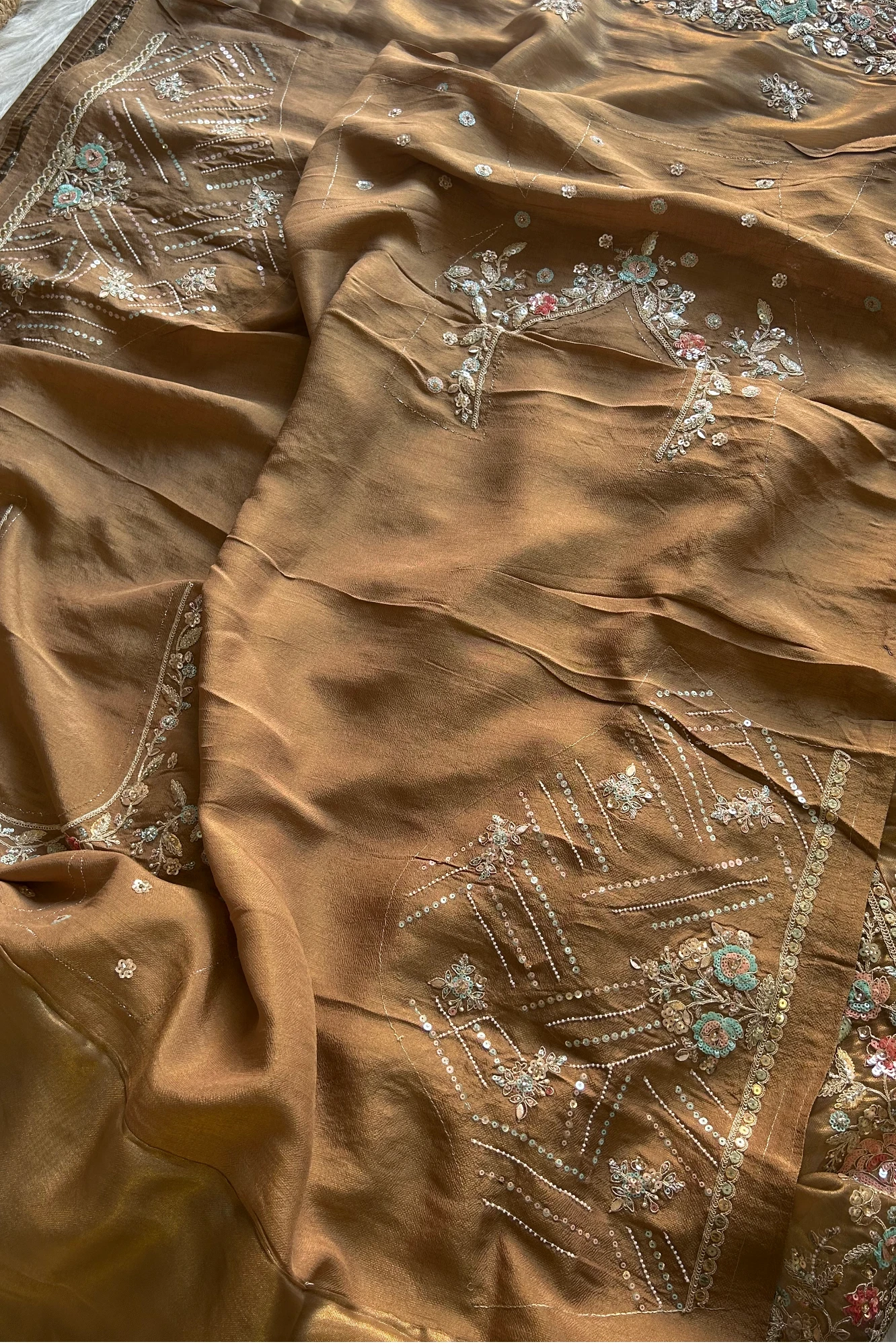 Golden Tissue Organza Saree 5777 08