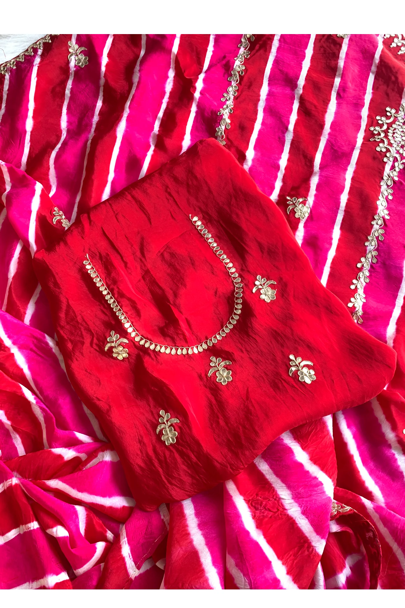 Pink jaal Leheriya Saree 5837 01