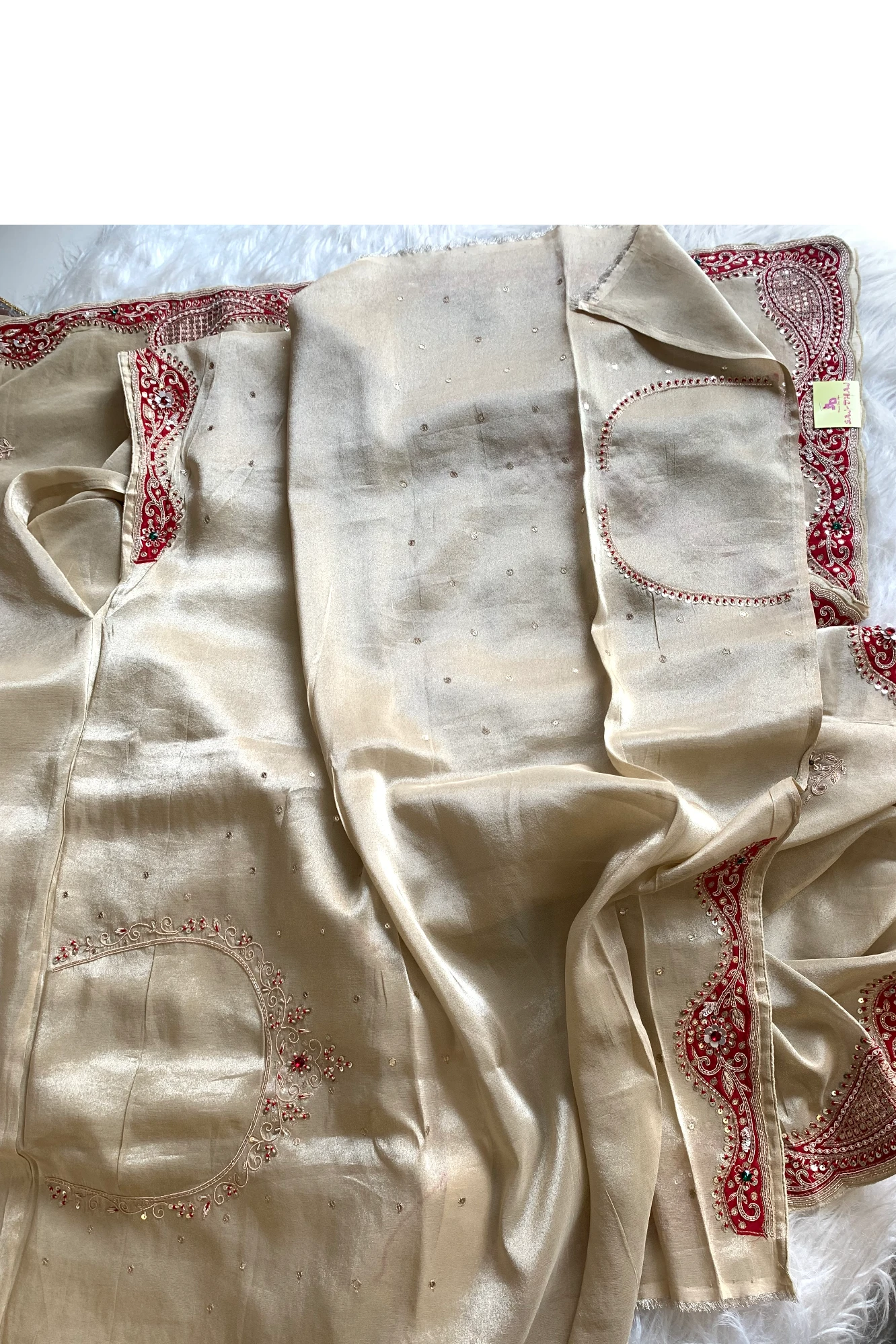 Beige Tissue Organza Saree 5657 12