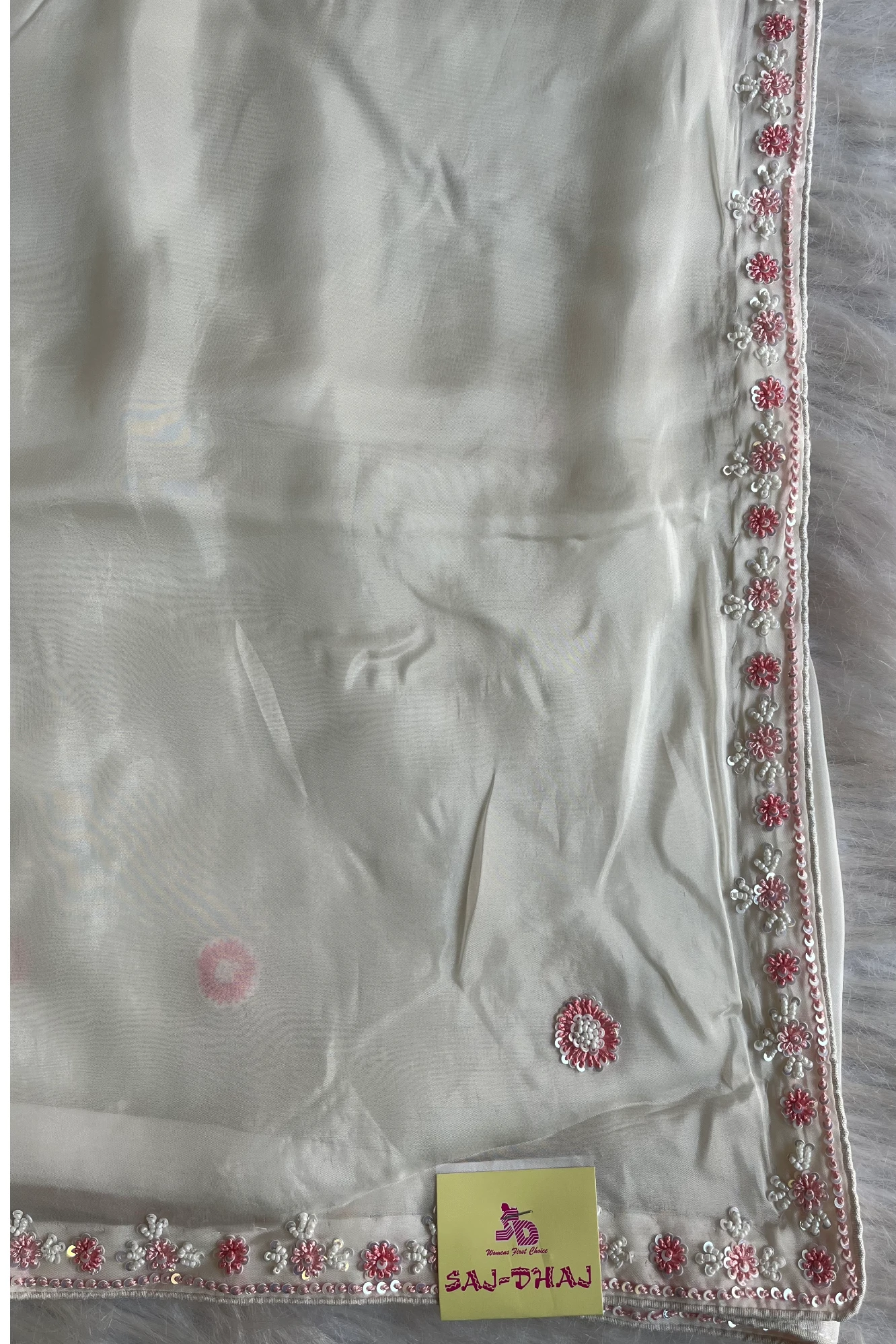 Habutai Silk Saree with Pearls 5385 04