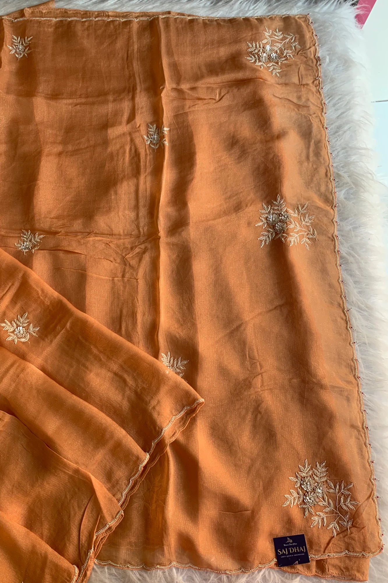 Orange Soft Organza Saree 5848 04
