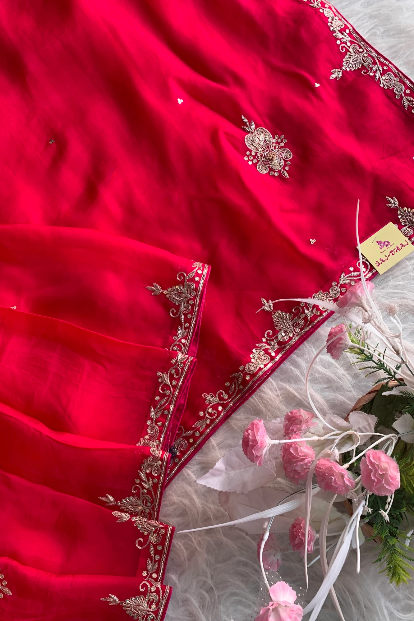 Pink Embellished Organza Saree 5764 14