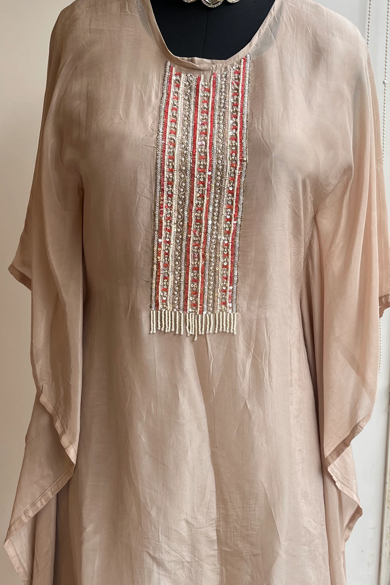 Light Brown Habutai Silk Kaftan Set with Zardosi & Pearl Detailing 5147 11 (42)