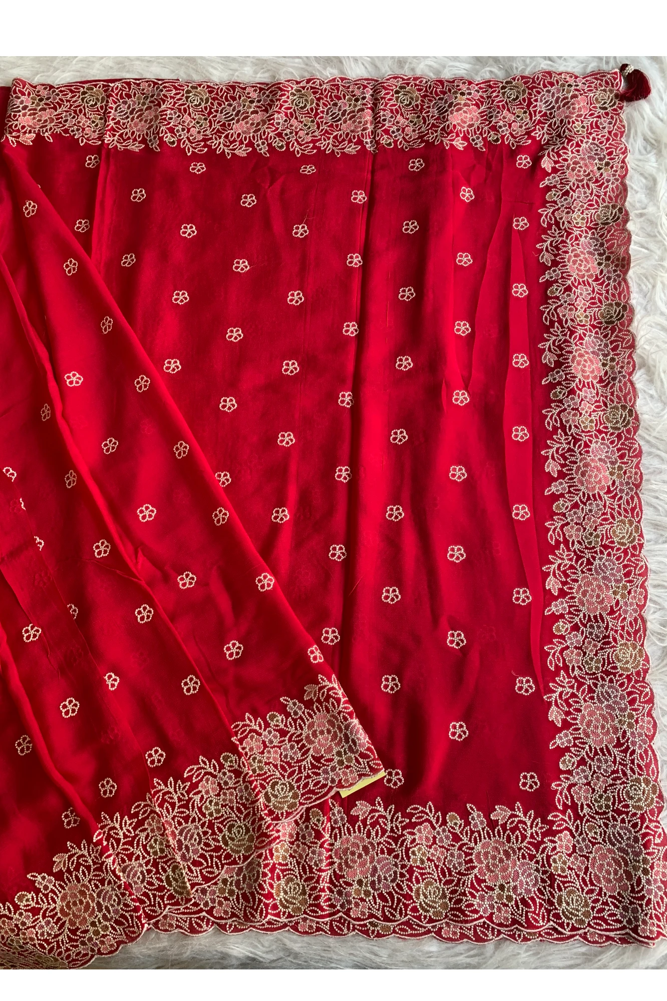 Red Chinnon Georgette Saree 5529 11