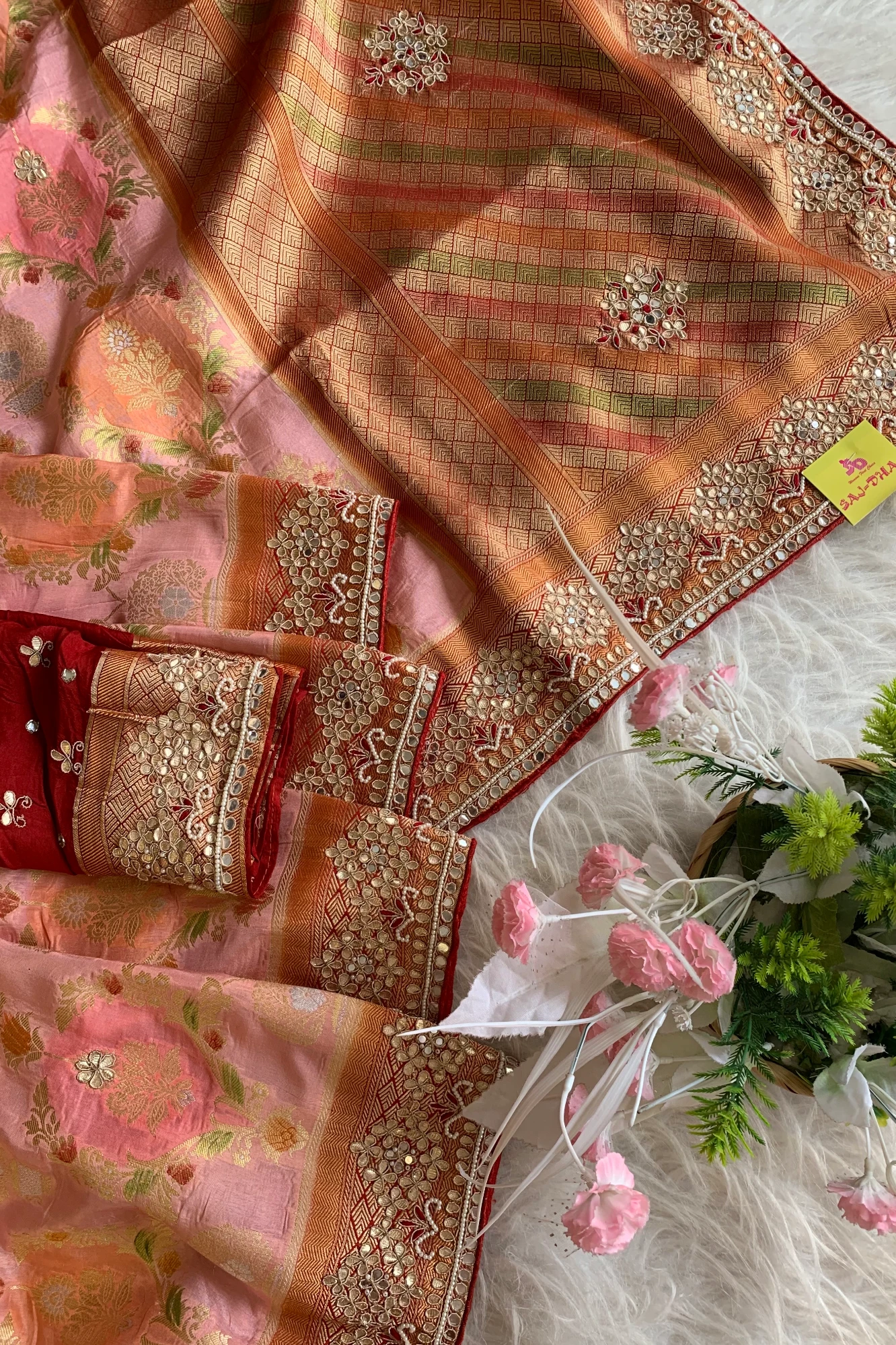 Pink Embellished Banarasi Saree 4836 13