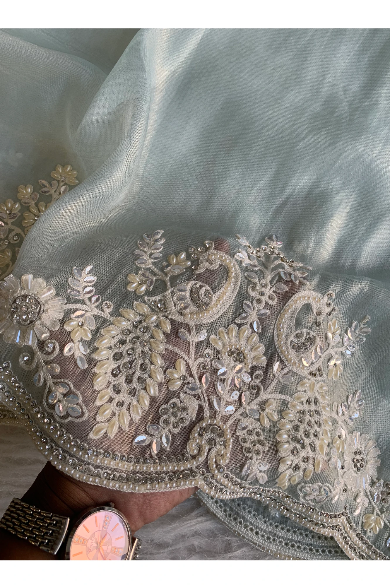 Sky Blue Reyana Organza Saree 5801 02
