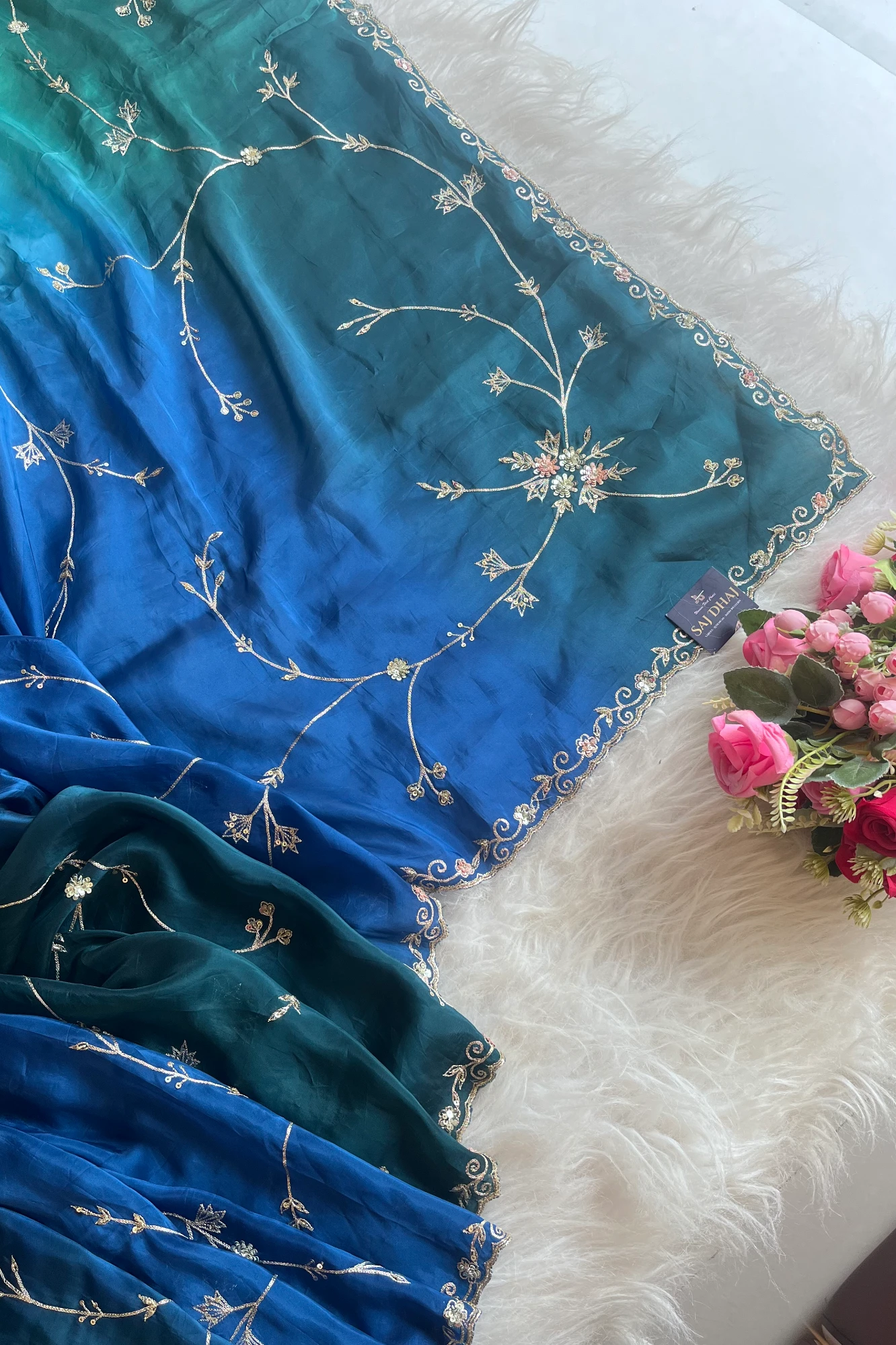 Three-Tone Habutai Silk Saree 5813 01