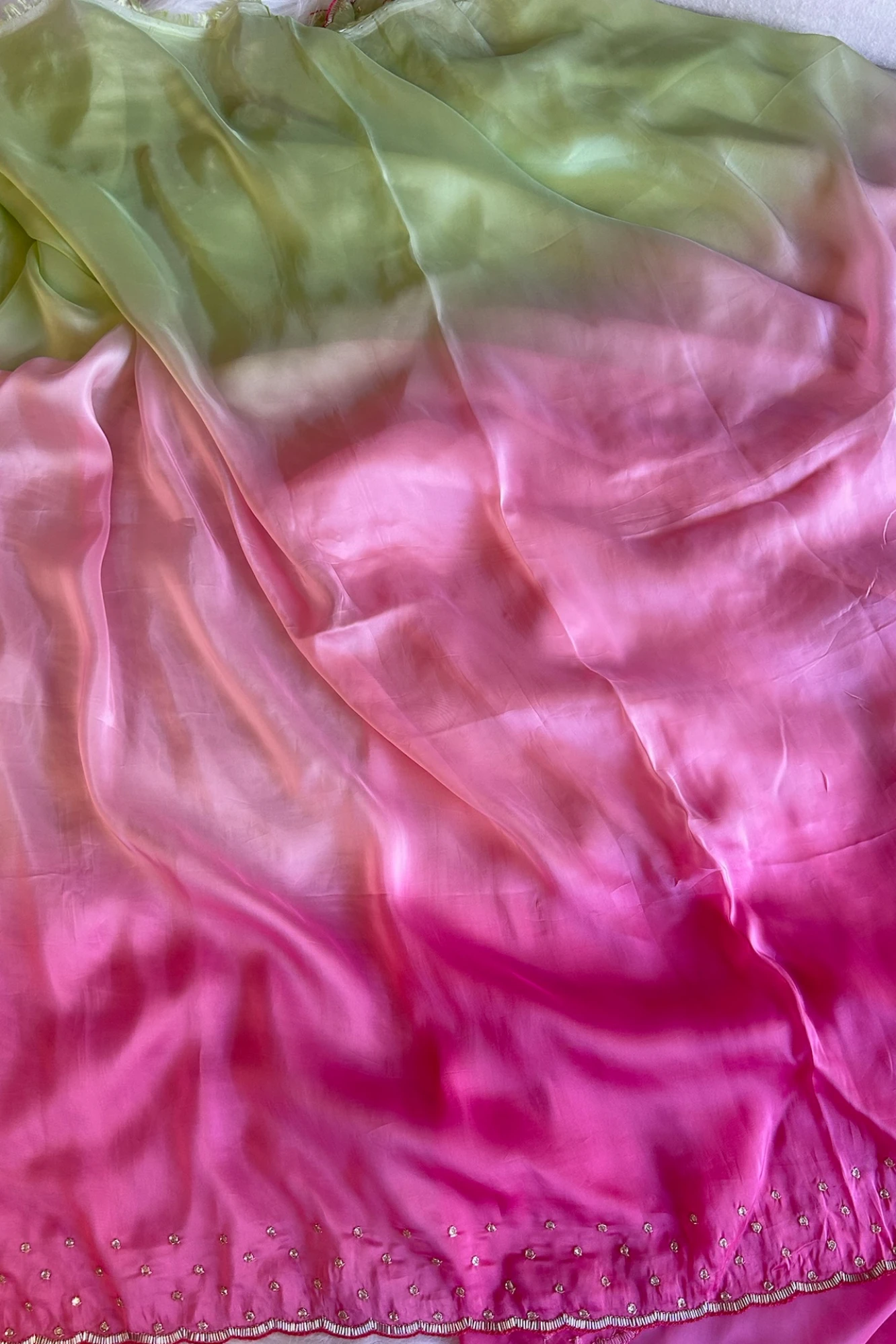 Three-Tone Ombre Habutai Silk Saree with Designer Pallu 5765 03