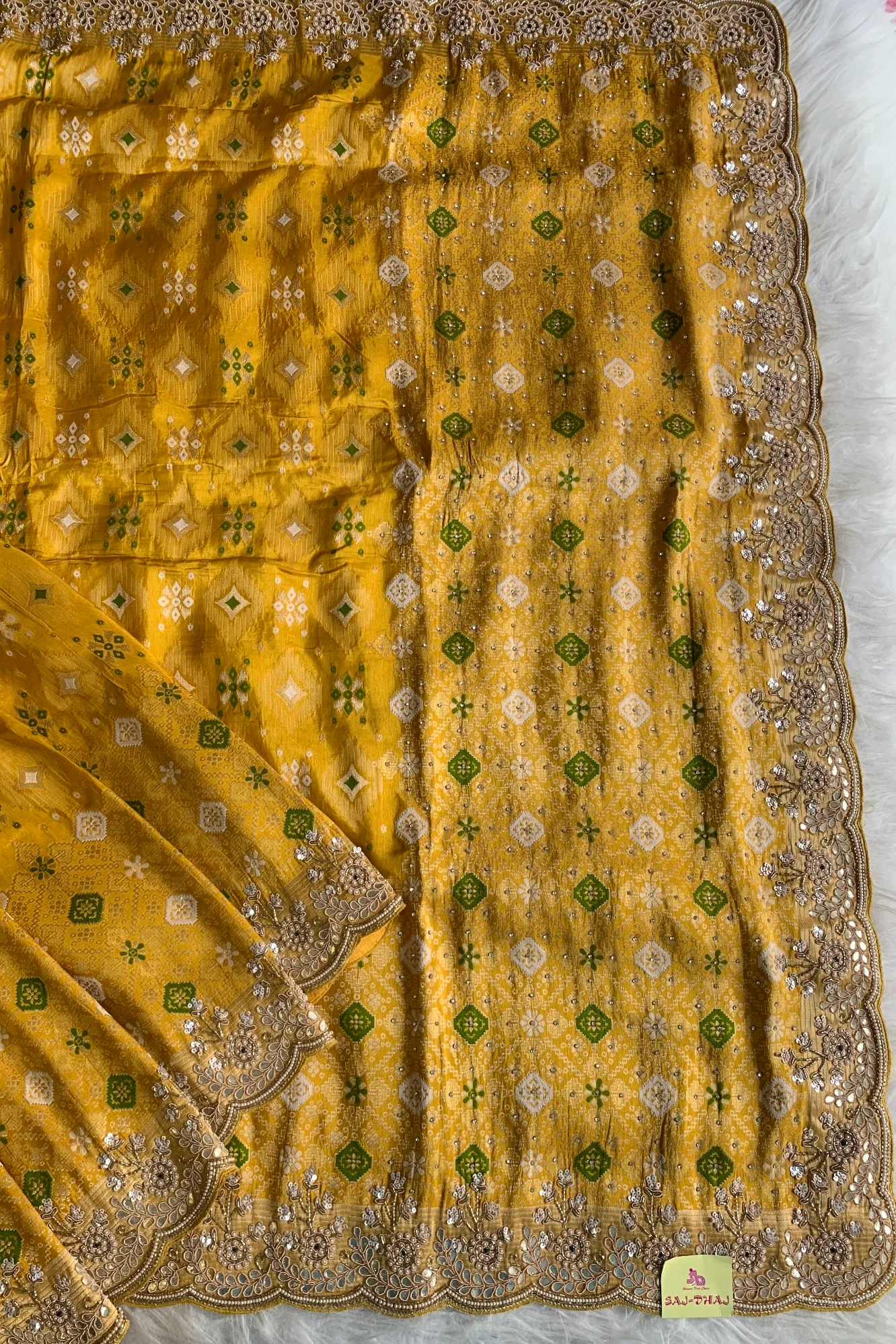 Yellow Banarasi Silk Saree 5763 15