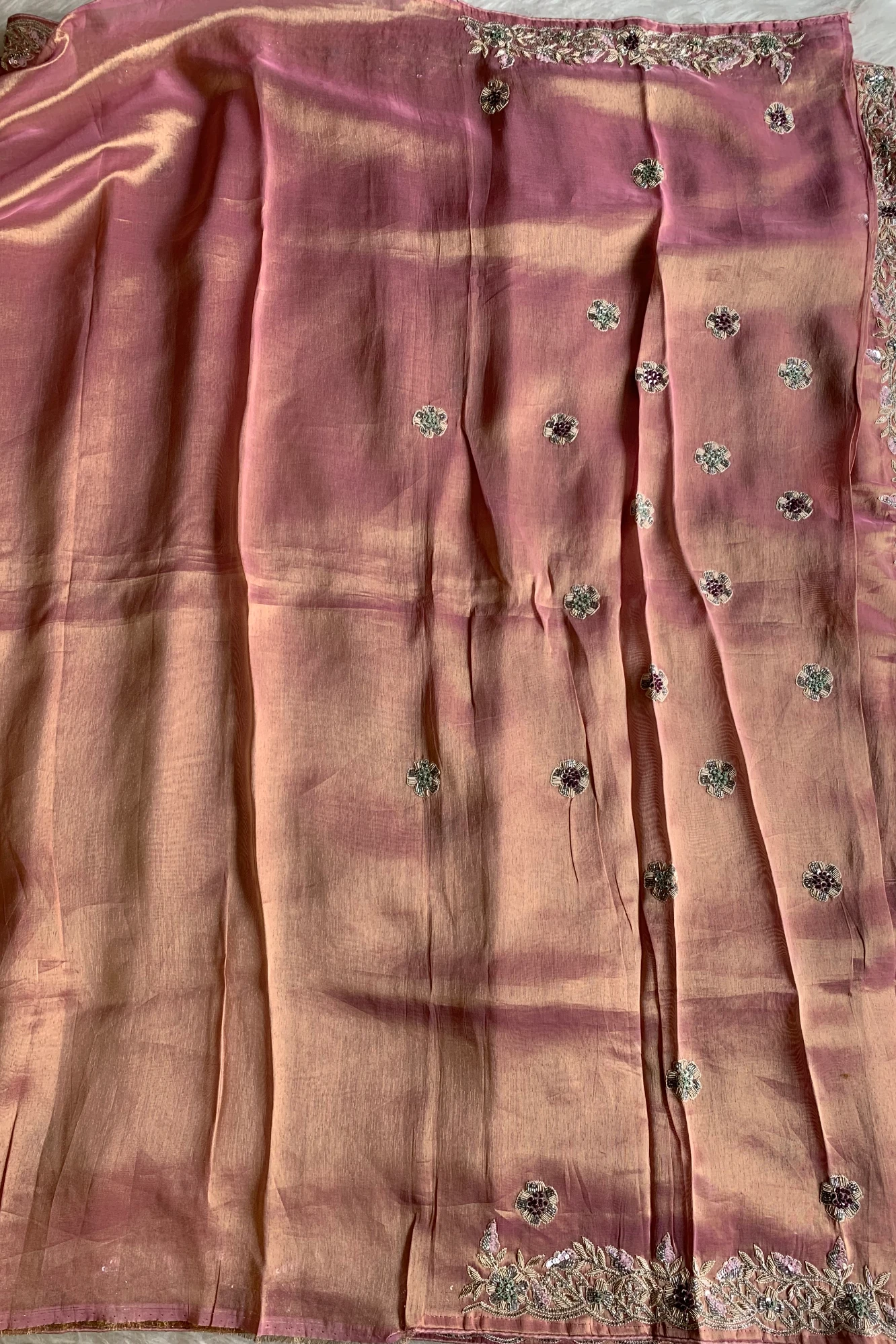 Peachy Pink Tissue Saree 5792 02
