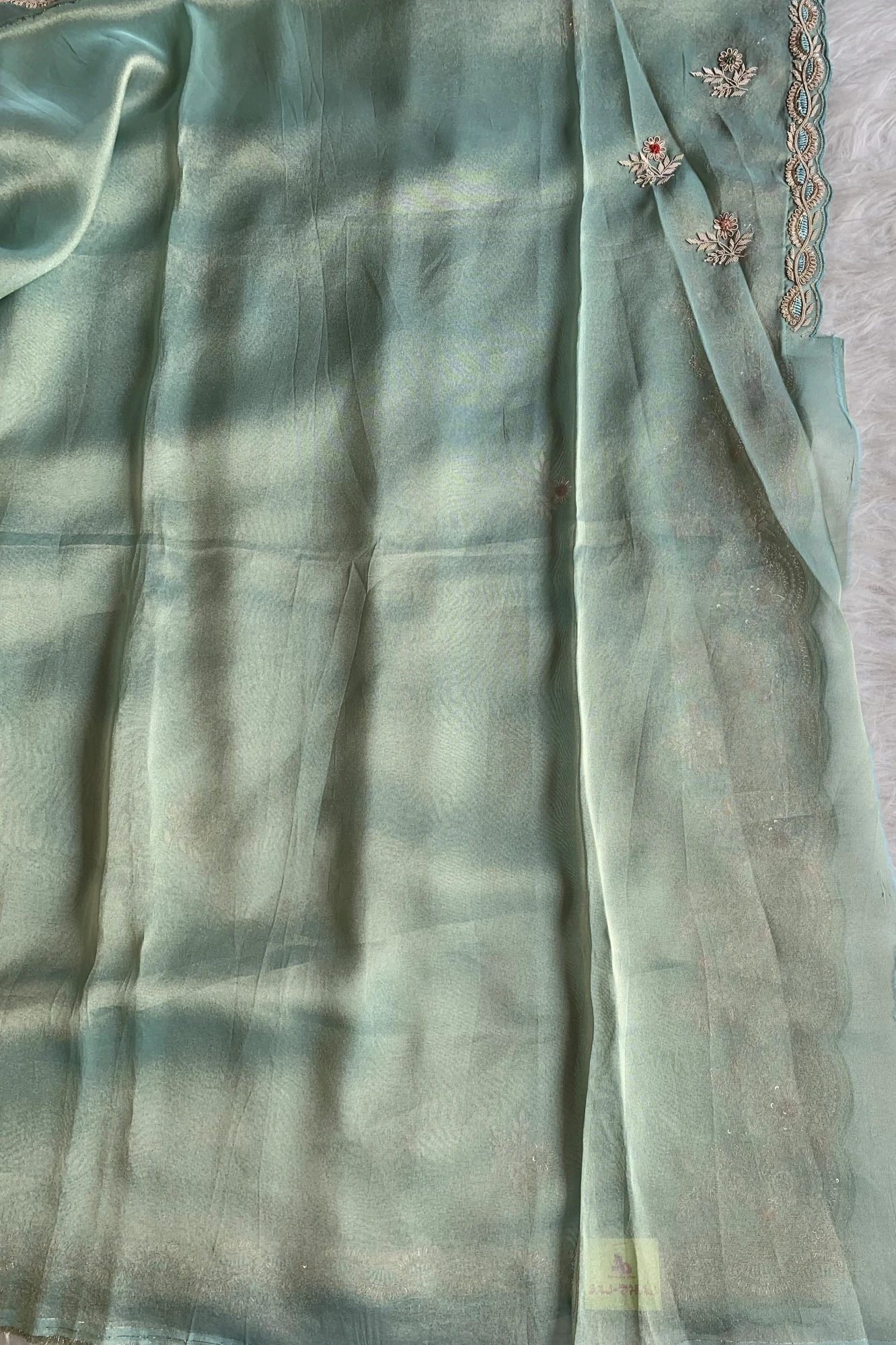 Mint Green Tissue Saree 5664 02
