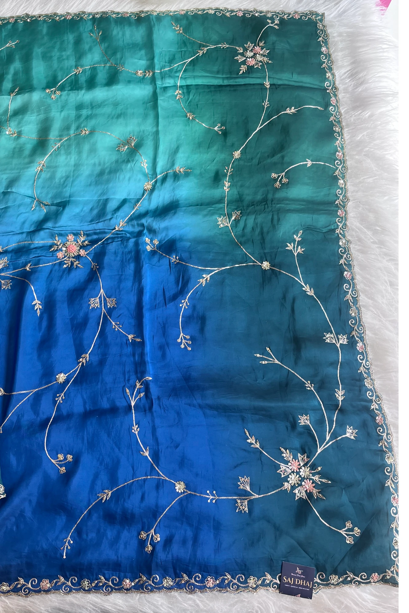 Three-Tone Habutai Silk Saree 5813 01