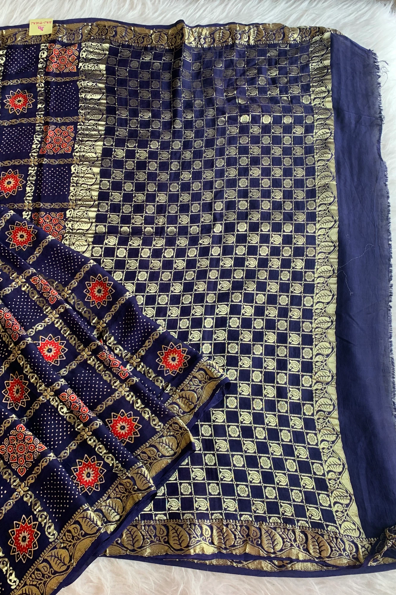 Blue Modal Silk Ajrak Saree 5236 08