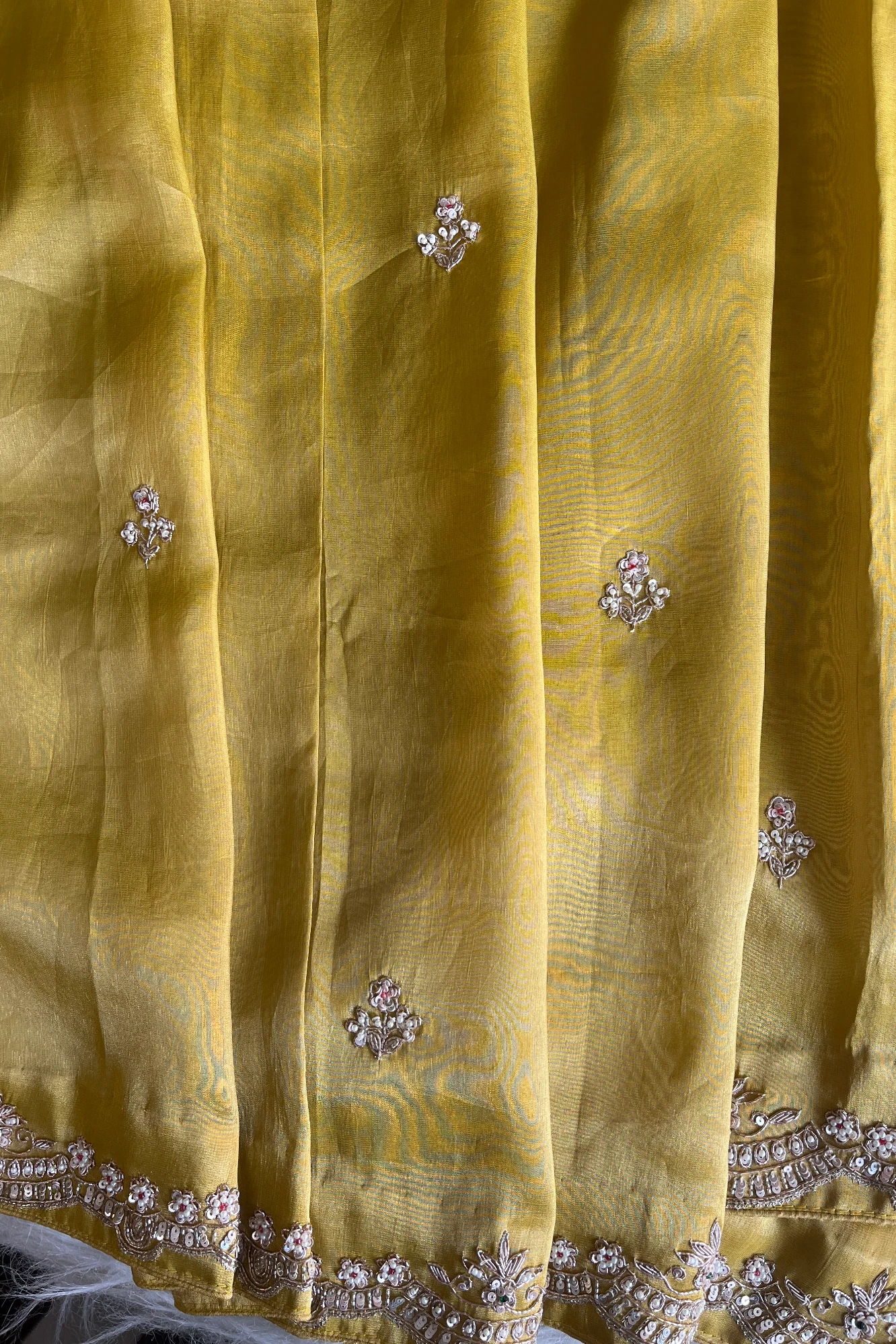 Mustard Tissue Organza Saree with Heavy Pallu 5650 14