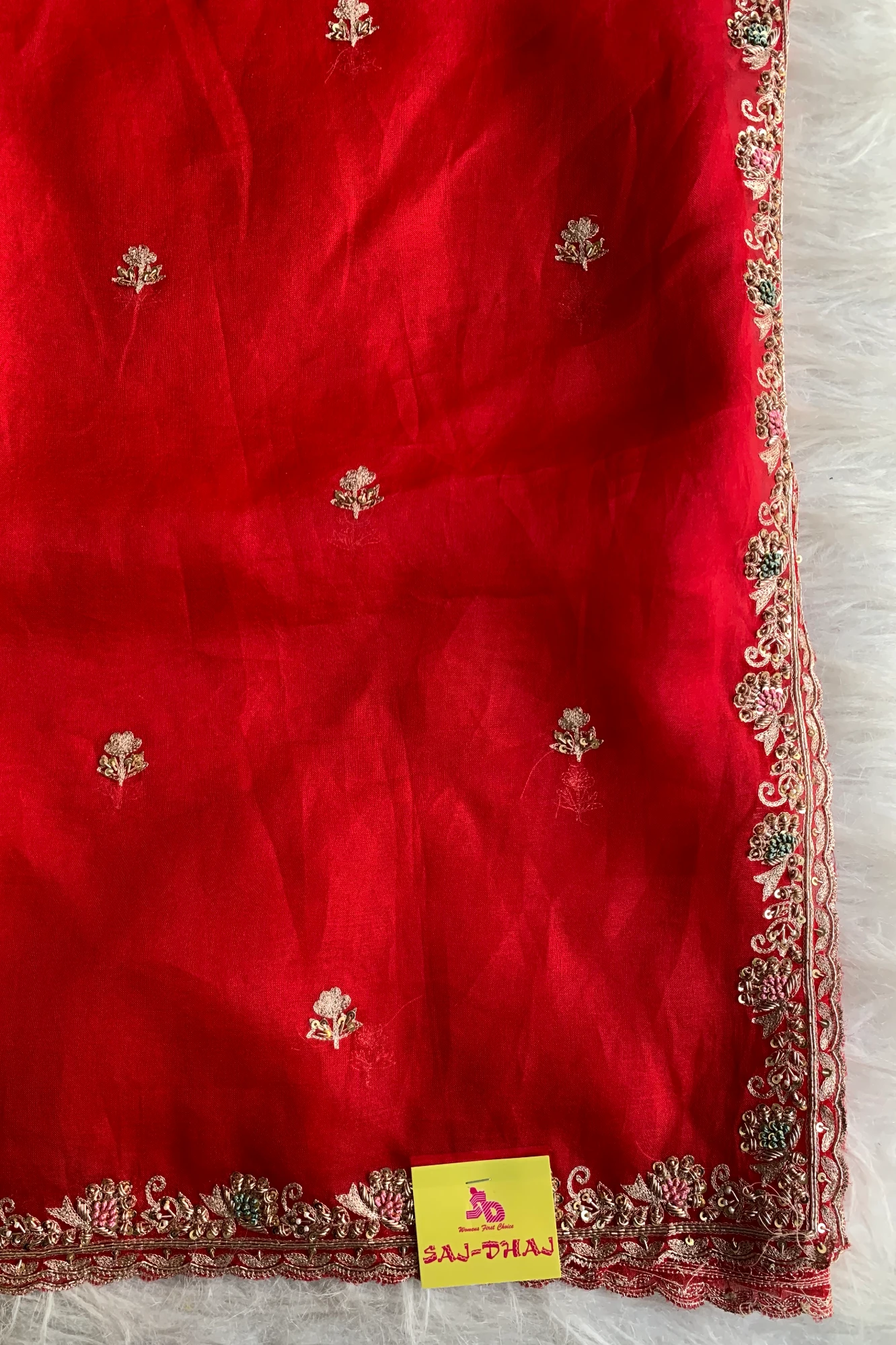 Red Organza Saree 5750 11