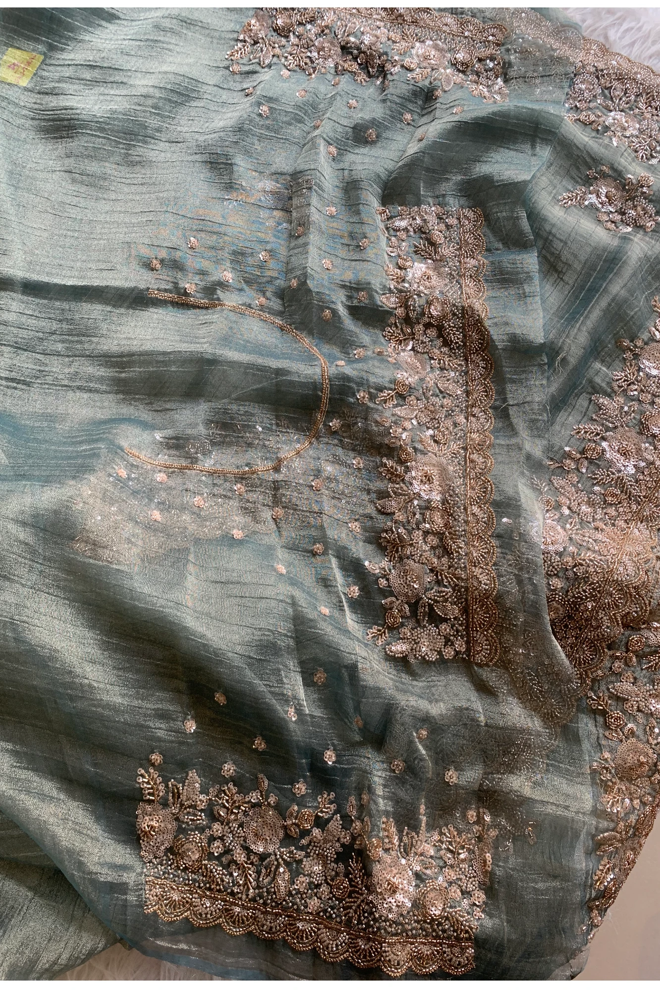 Sea Green Crush Tissue Saree 5748 03