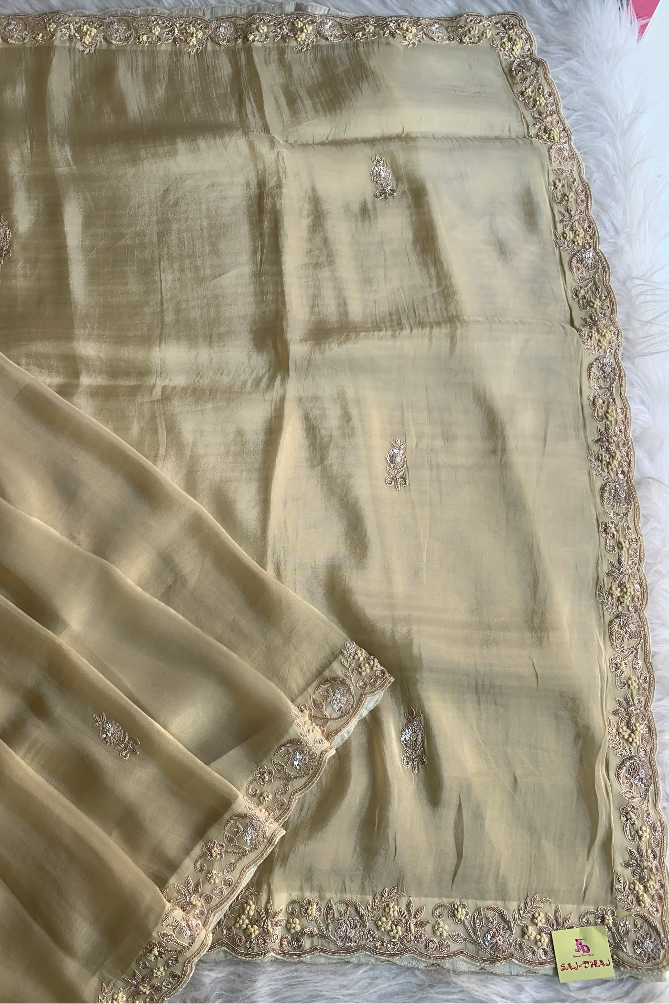 Butter Yellow Tissue Saree 5523 01