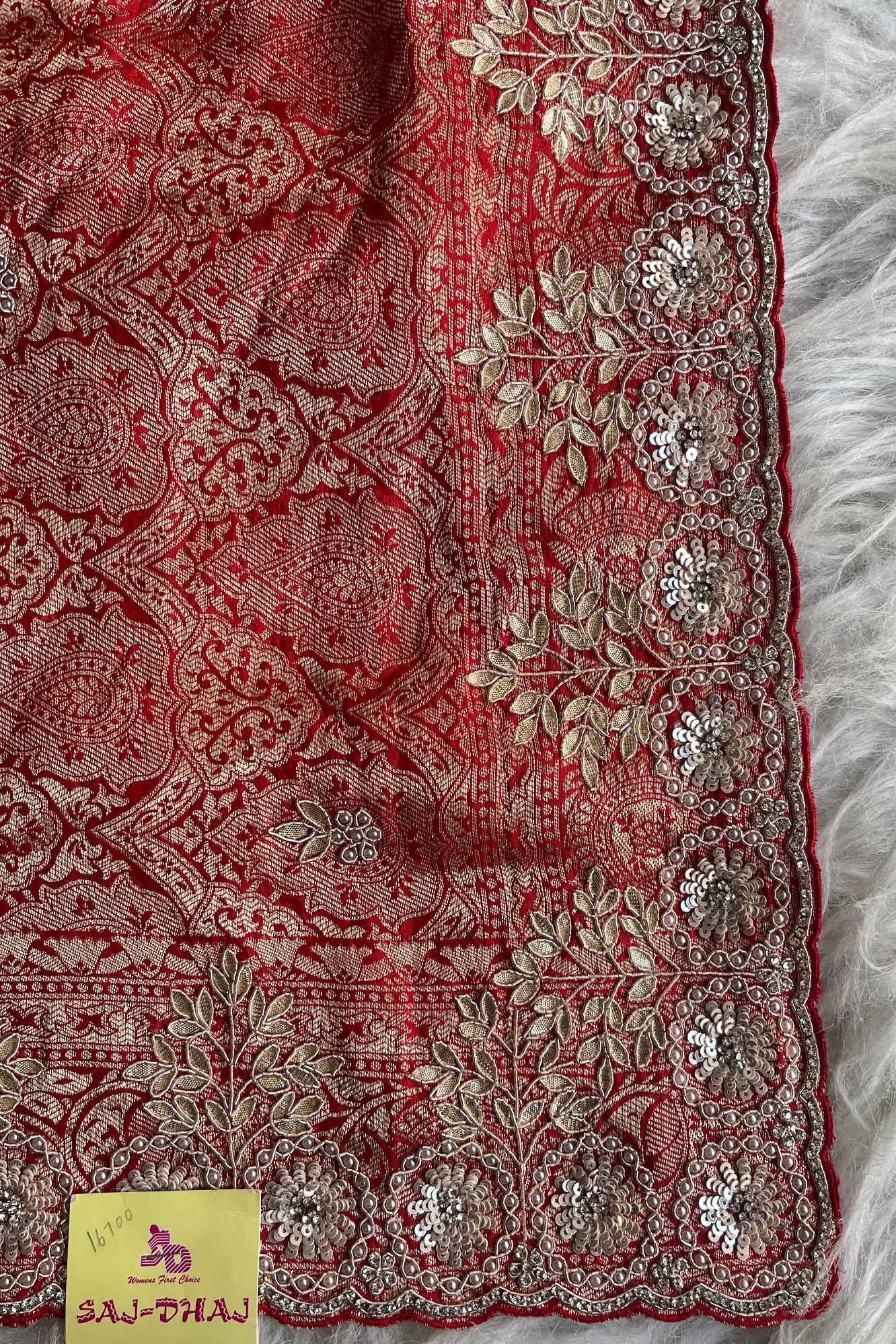 Red Banarasi Russian Silk Saree 5544 15