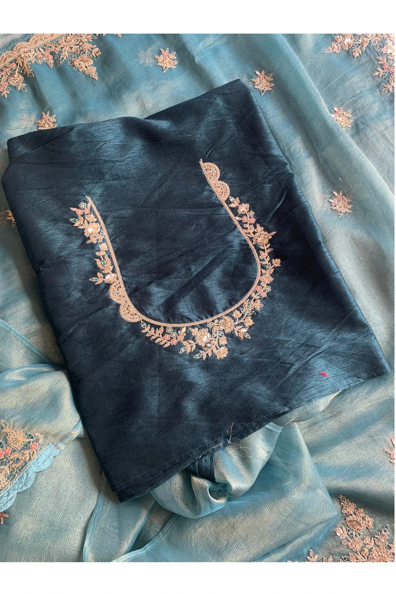 Sea Blue Crush Tissue Saree 5777 12