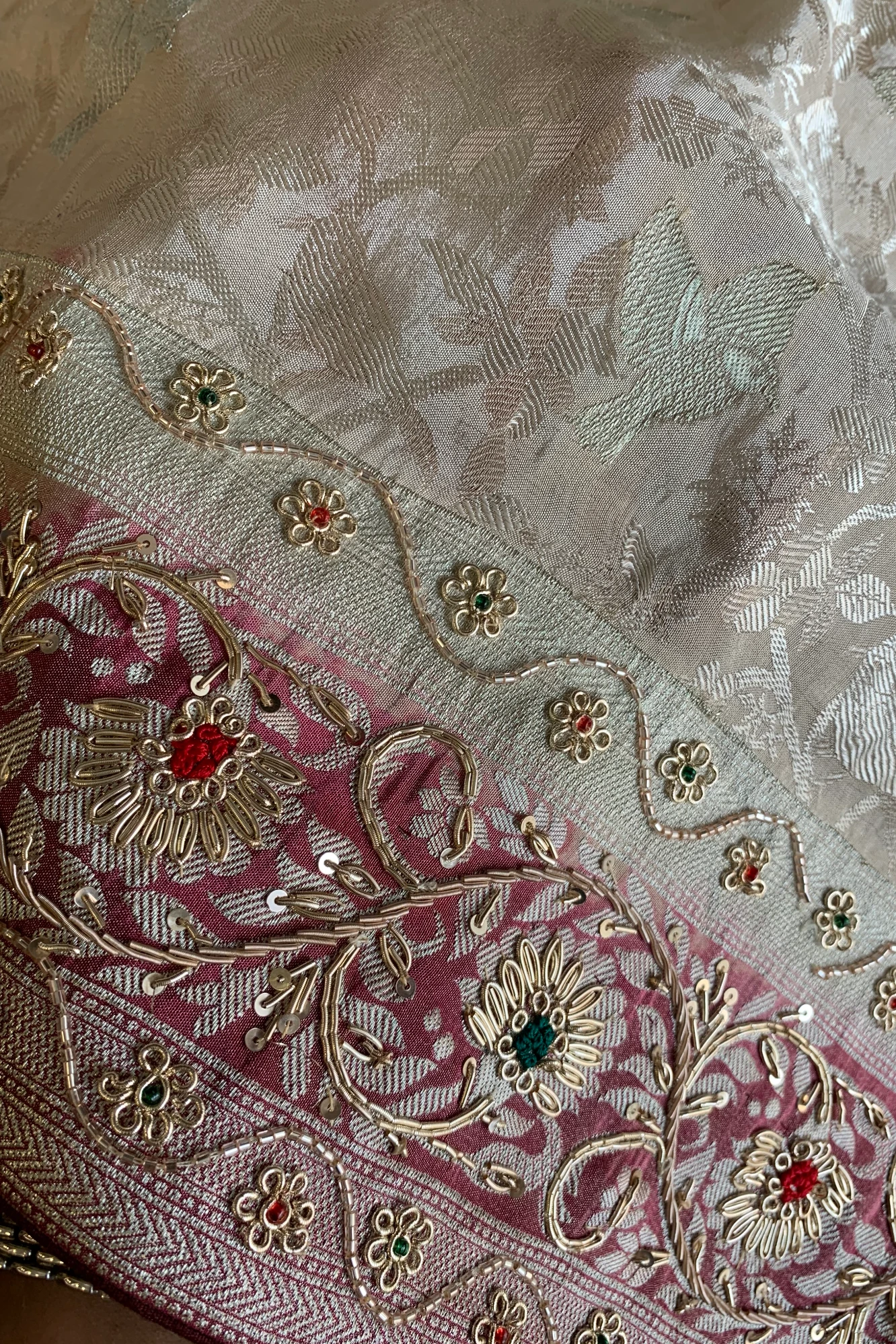 Ivory & Maroon Banarasi Saree 5751 15