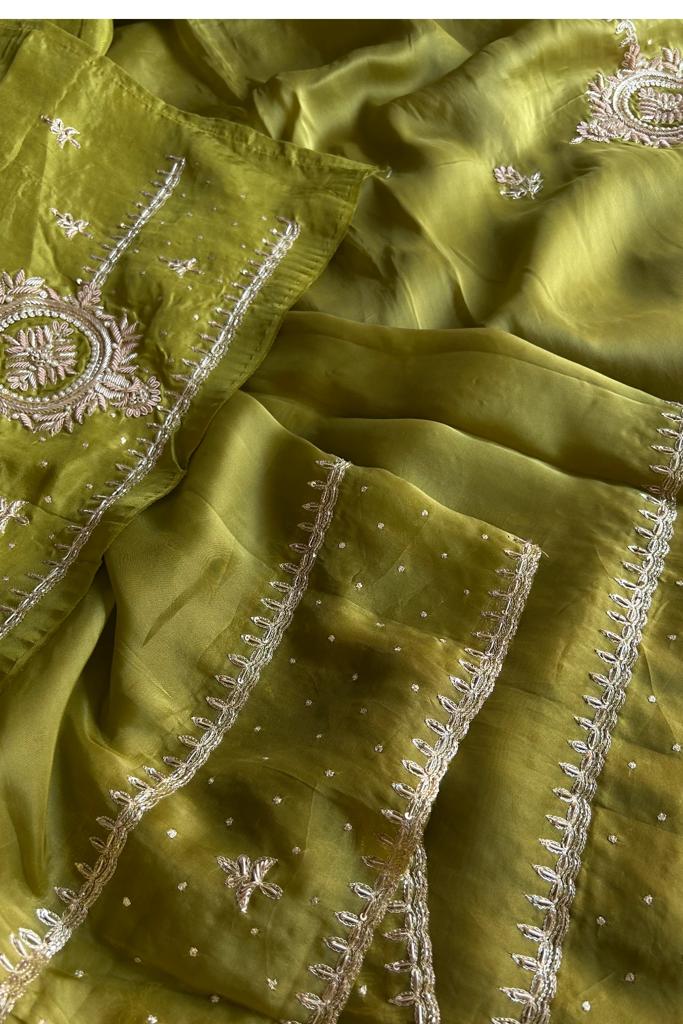 Parrot Green Habutai Saree 5764 18