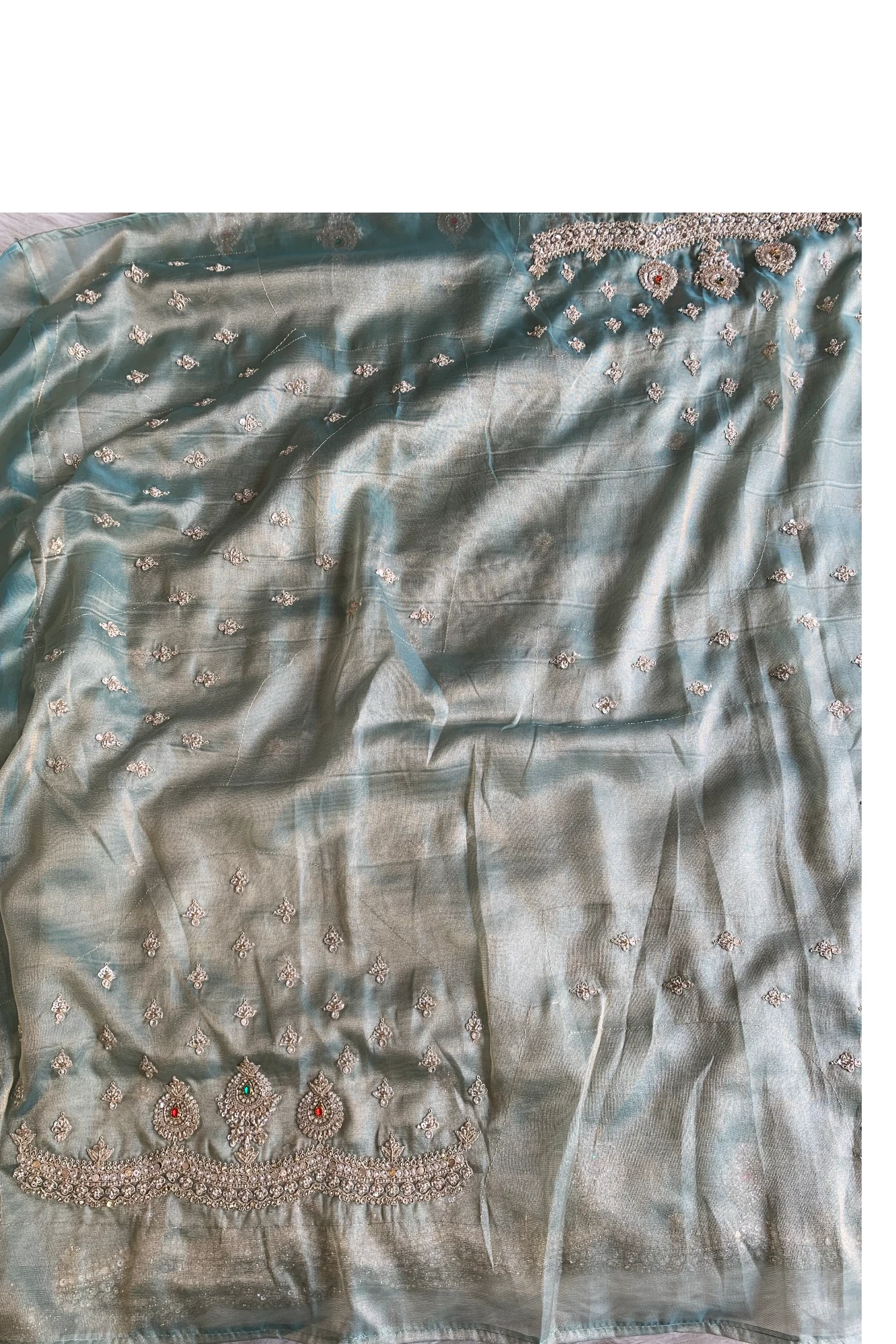Sea Green Tissue Organza Saree 5775 03