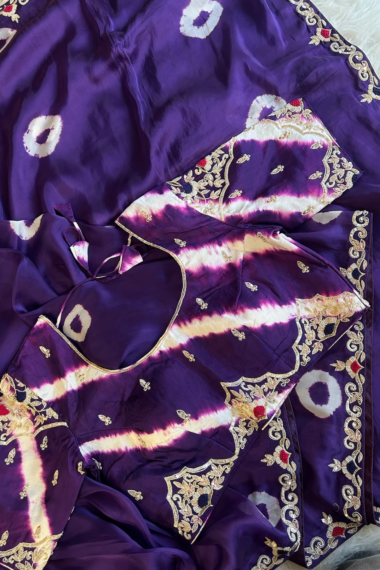 Jayanti Reddy Purple Habutai Silk Saree with Tie&Dye Design 5650 09