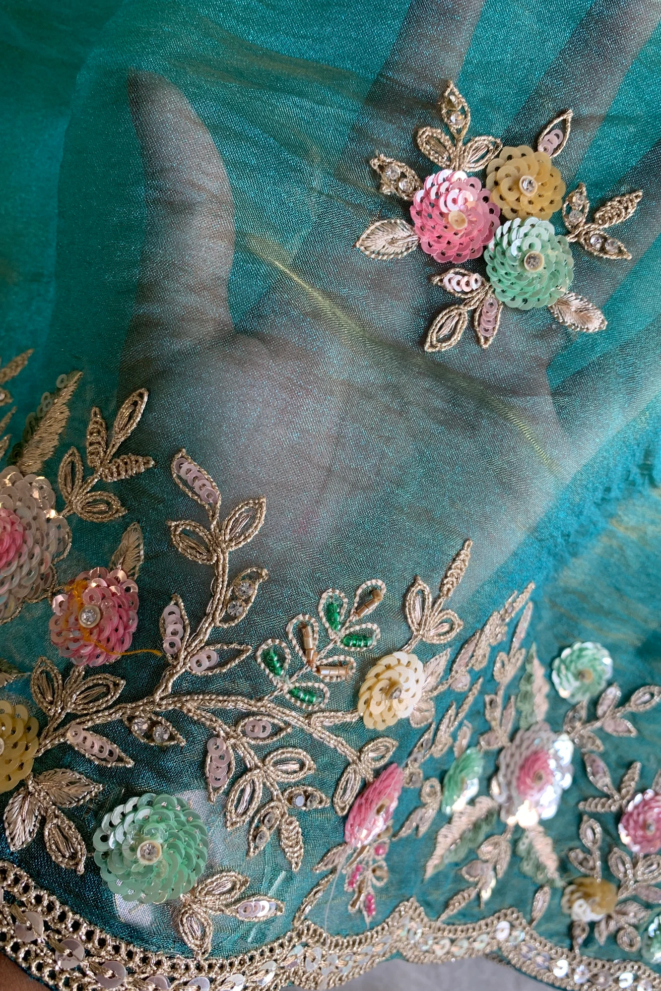 Blue Floral Tissue Organza Saree 5777 01