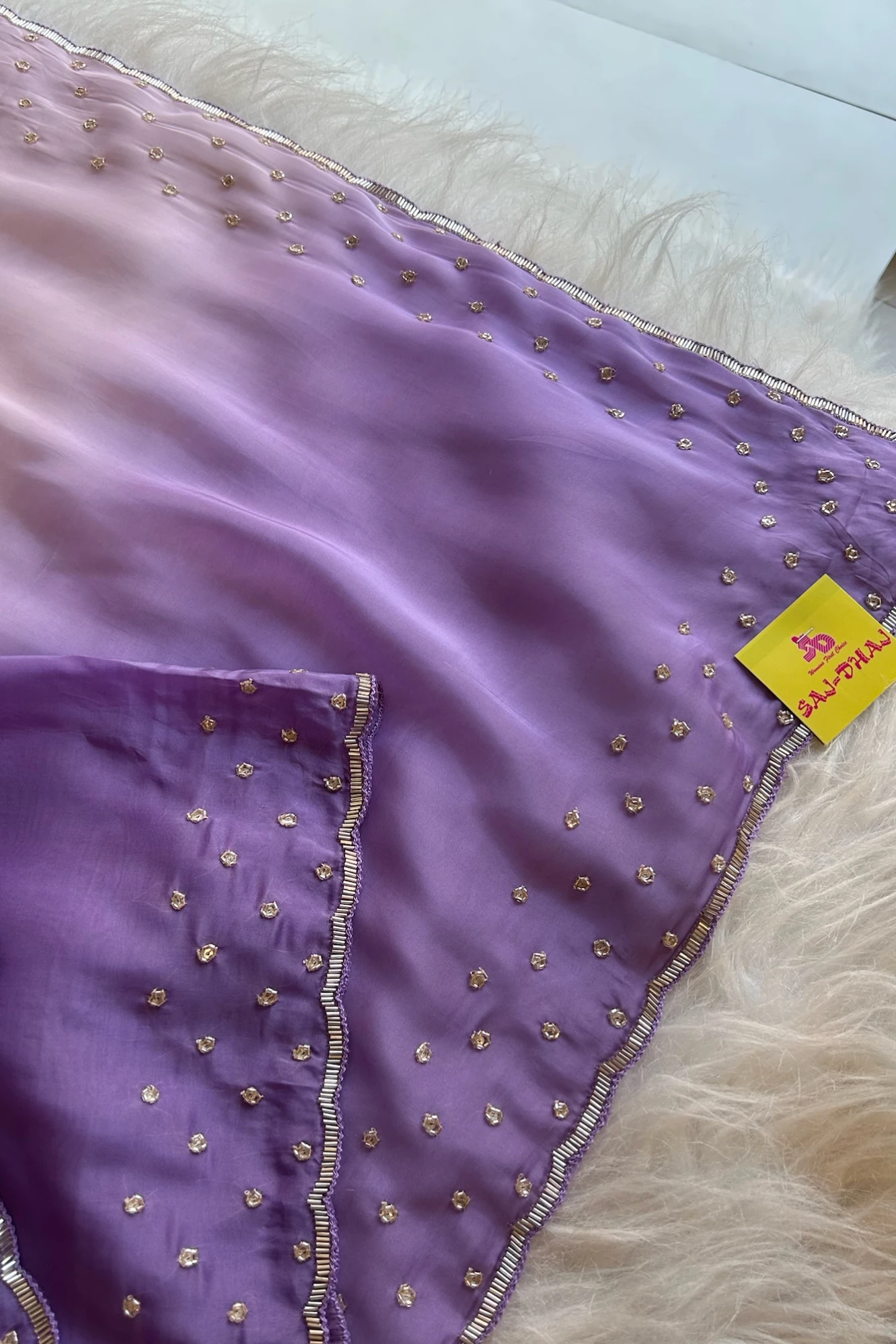 Three-Tone Ombre Habutai Silk Saree with Designer Pallu 5765 03