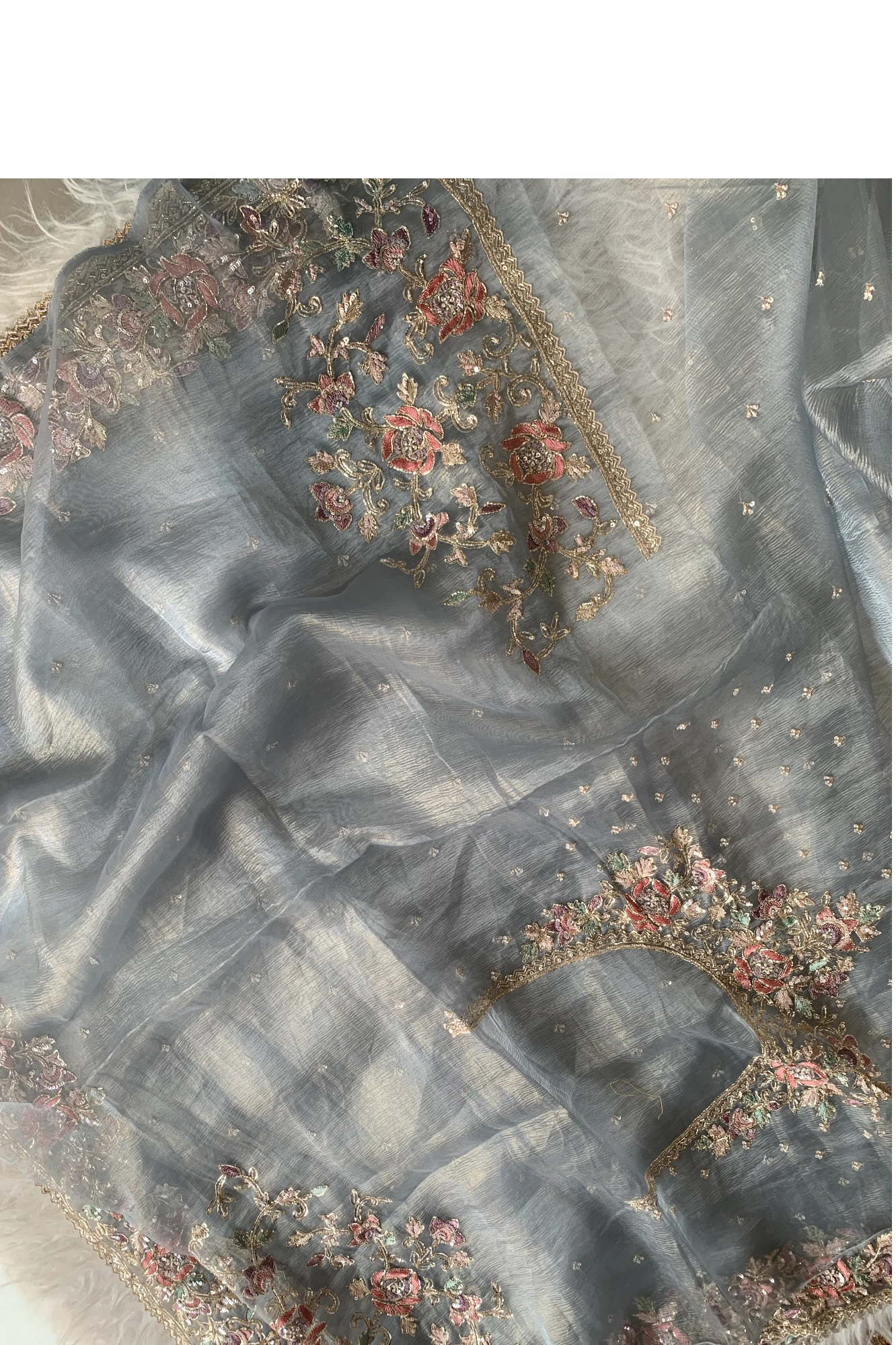Sea Blue Crush Organza Saree 5649 05