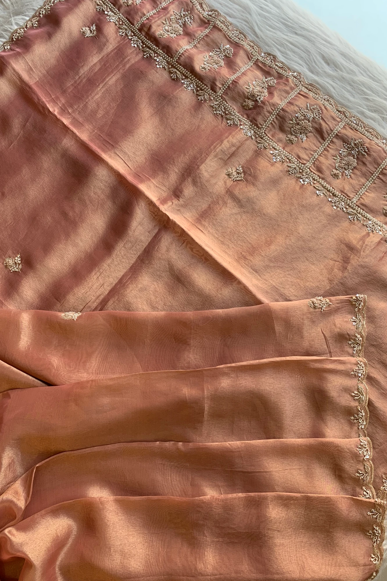 Brick Embellished Tissue Saree 5764 17