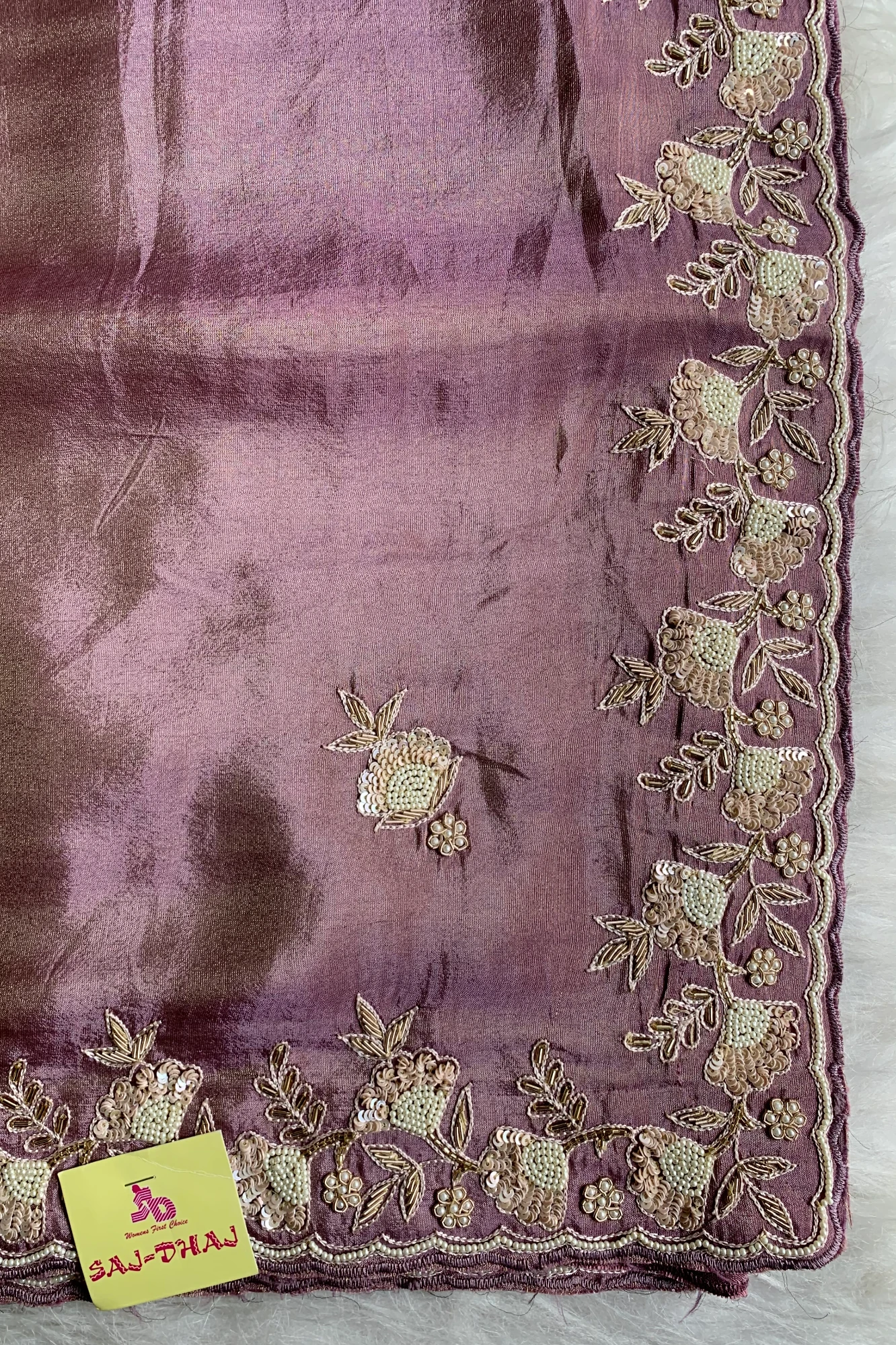 Lilac Embellished Tissue Saree 5189 02