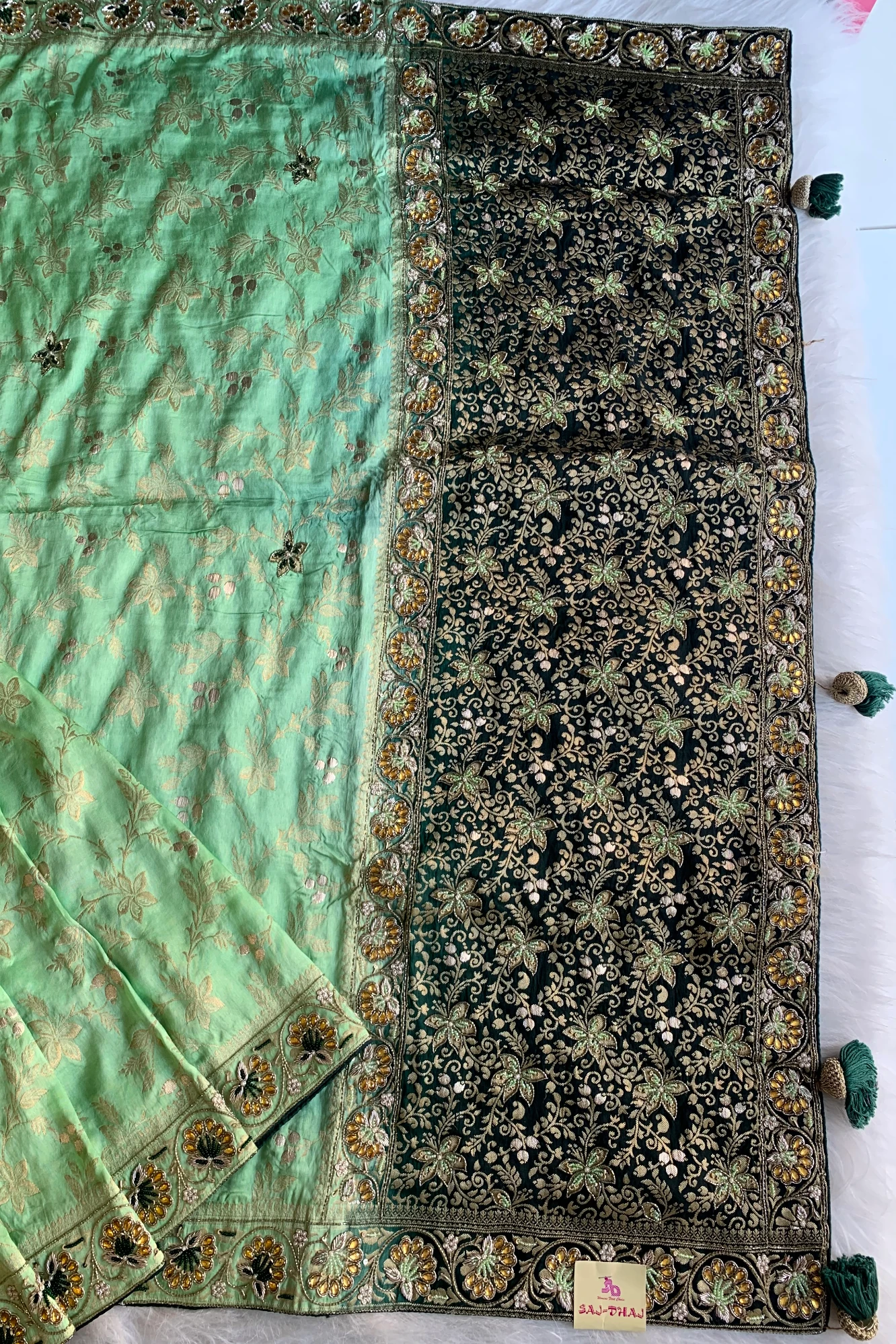 Green Banarasi Saree 3023 04