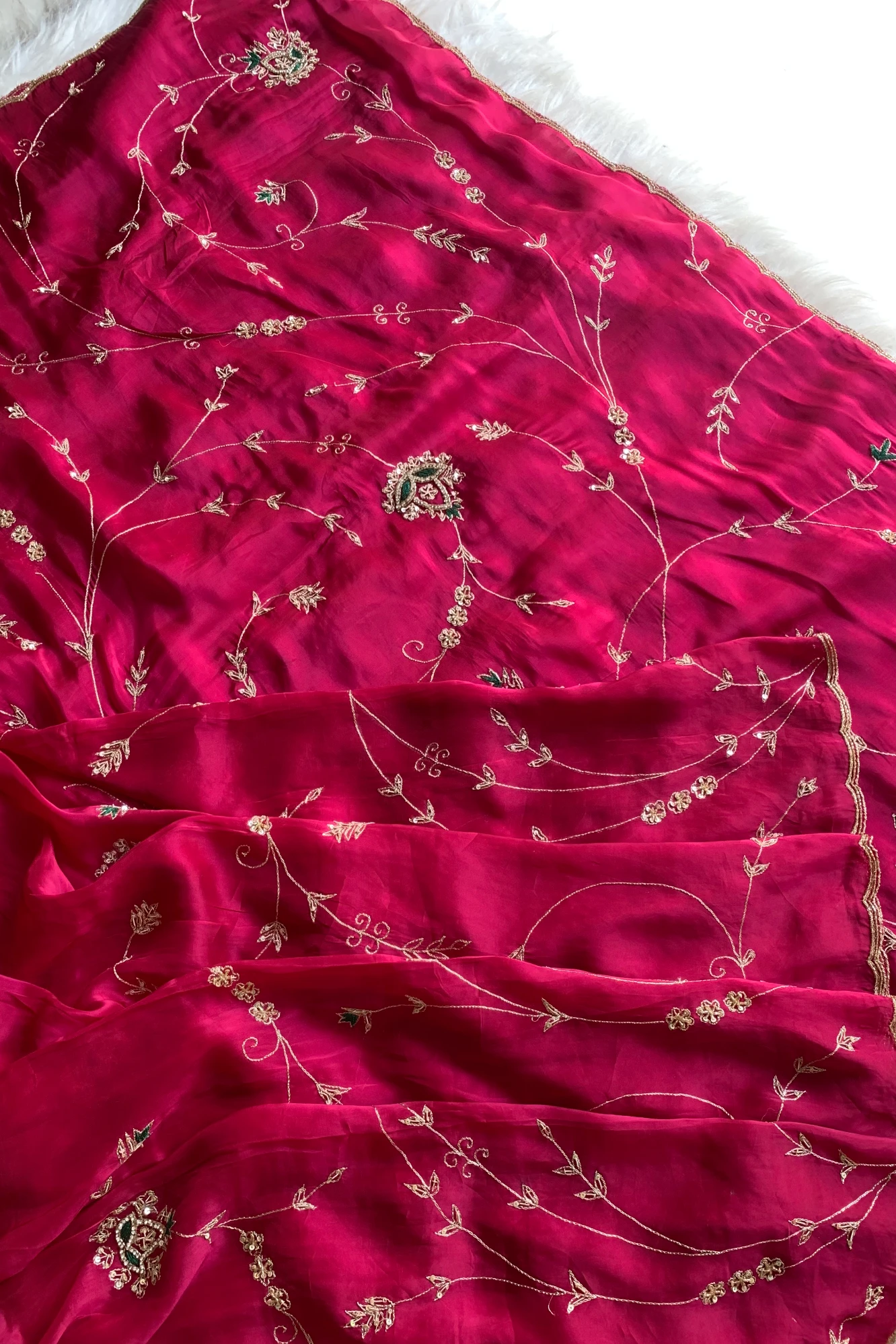 Rani Pink Habutai Silk Saree 5765 02