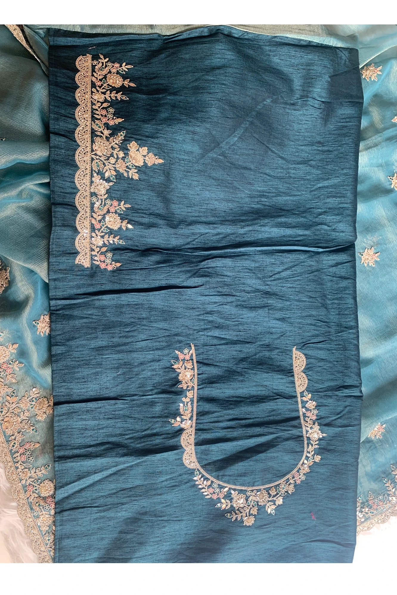 Sea Blue Crush Tissue Saree 5777 12