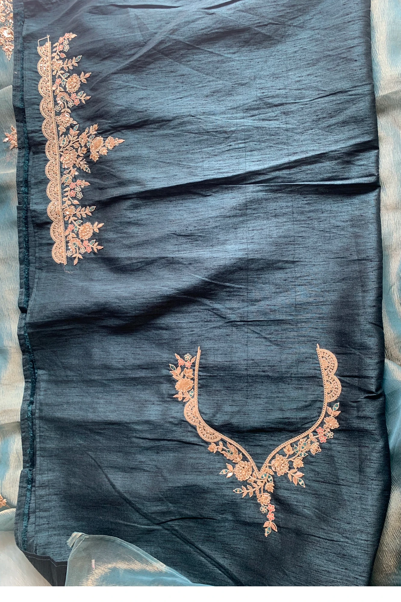 Sea Blue Crush Tissue Saree 5777 12