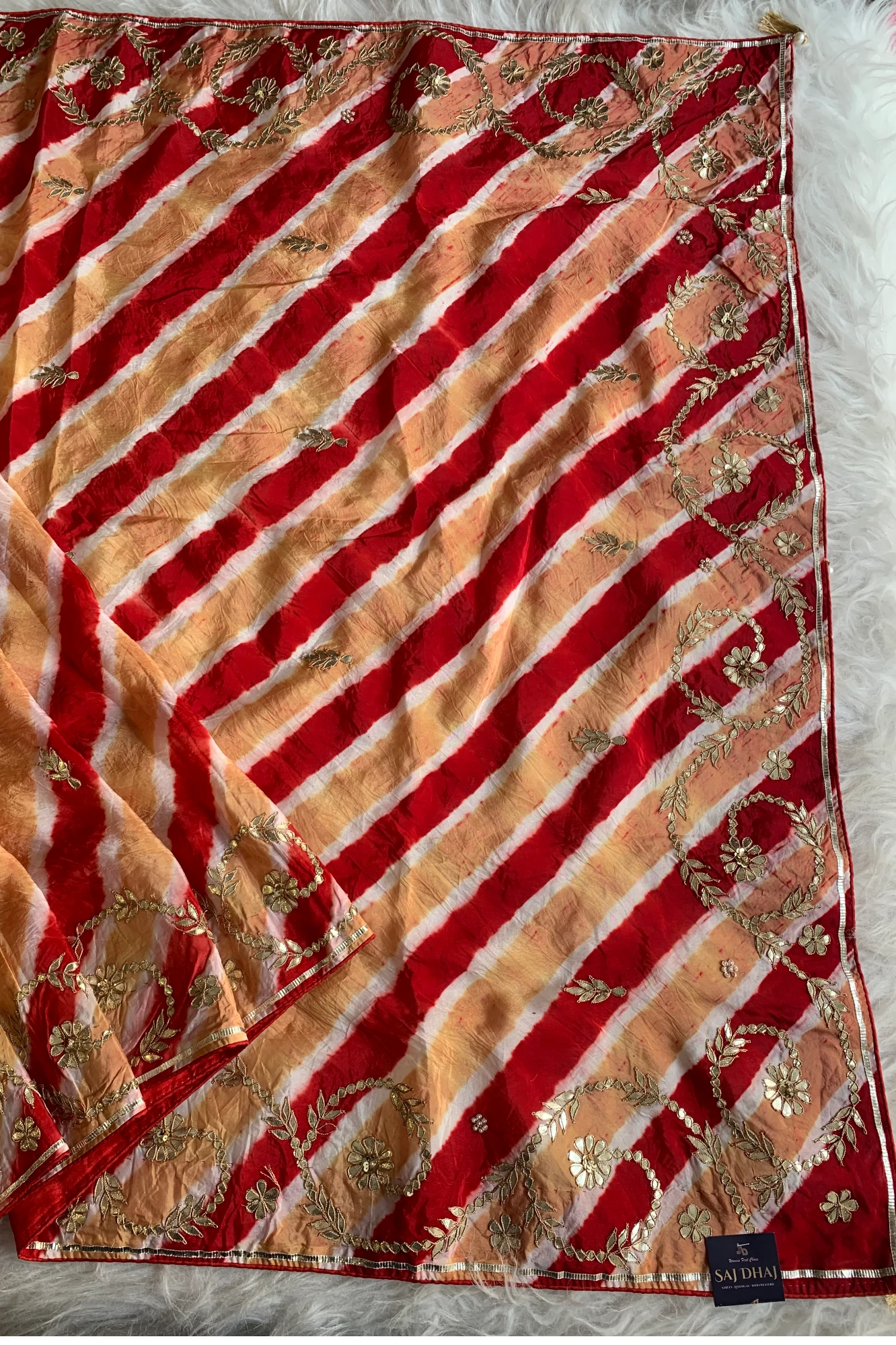 Red Leheriya Russian Silk Saree 5825 01